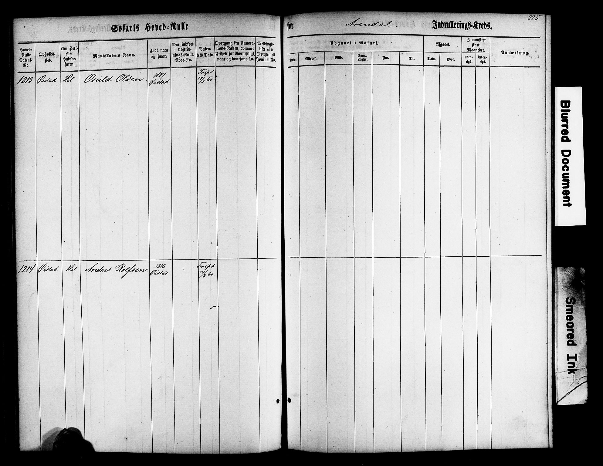 Arendal mønstringskrets, AV/SAK-2031-0012/F/Fb/L0009: Hovedrulle nr 767-1532, S-7, 1857-1864, p. 227