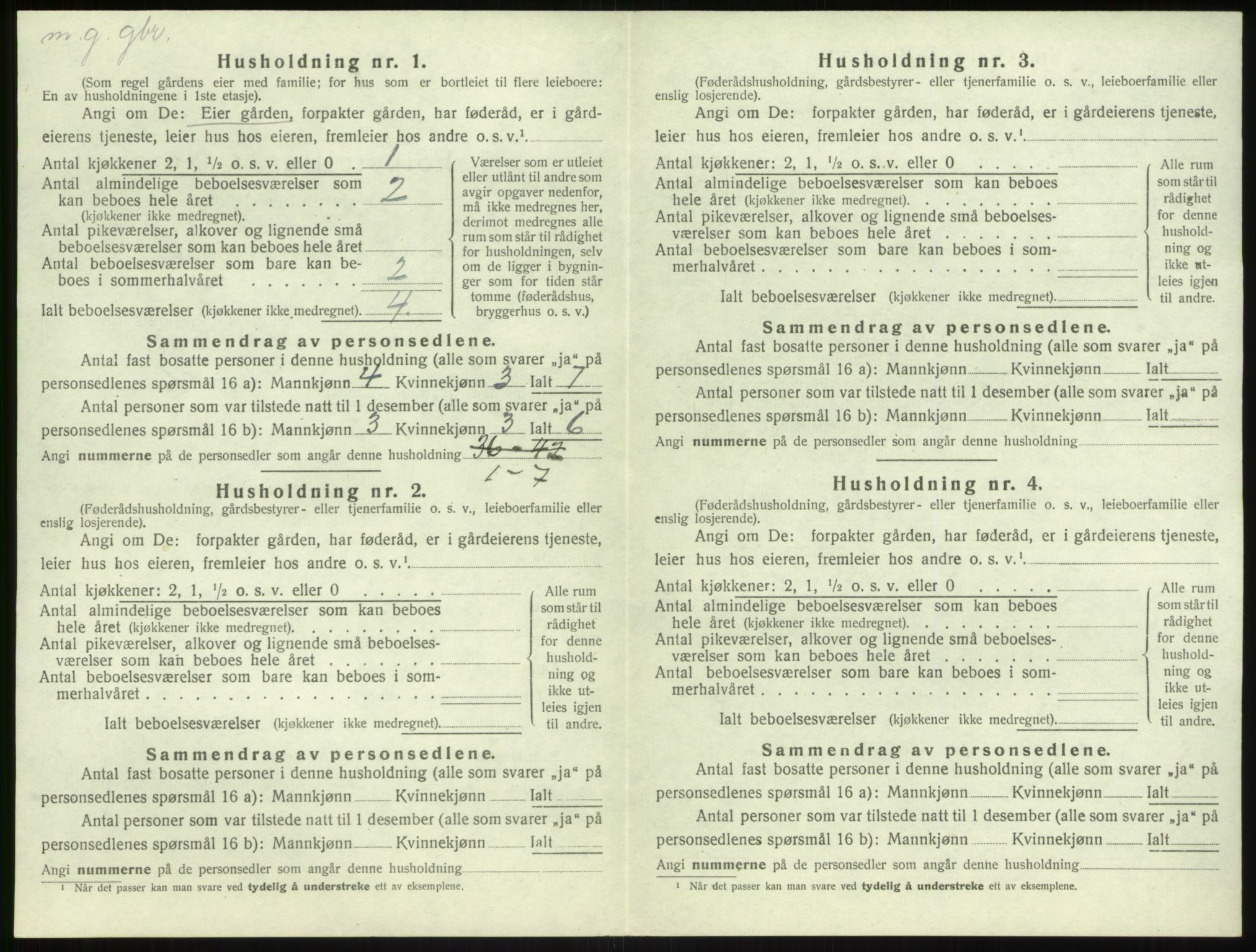 SAB, 1920 census for Solund, 1920, p. 490