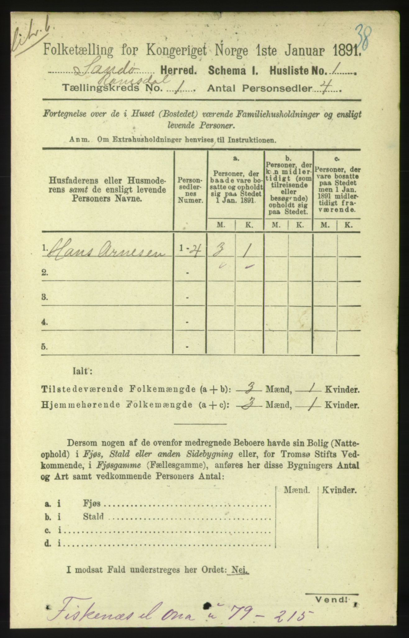 RA, 1891 census for 1546 Sandøy, 1891, p. 12