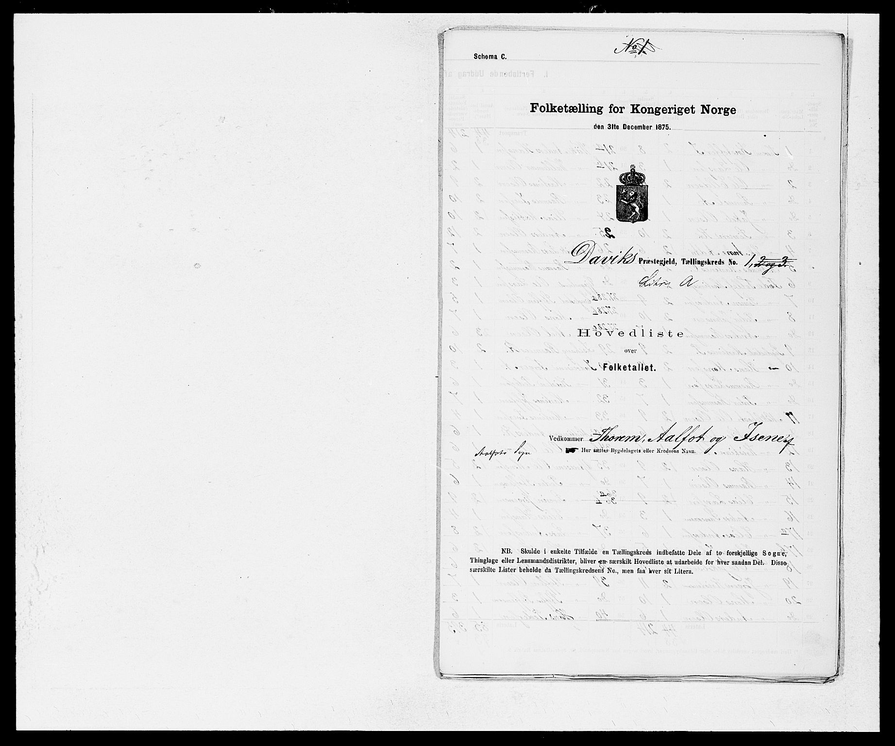 SAB, 1875 Census for 1442P Davik, 1875, p. 2