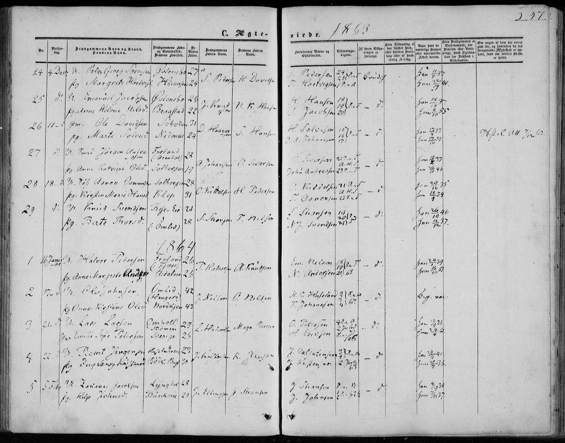 Øyestad sokneprestkontor, SAK/1111-0049/F/Fa/L0015: Parish register (official) no. A 15, 1857-1873, p. 297
