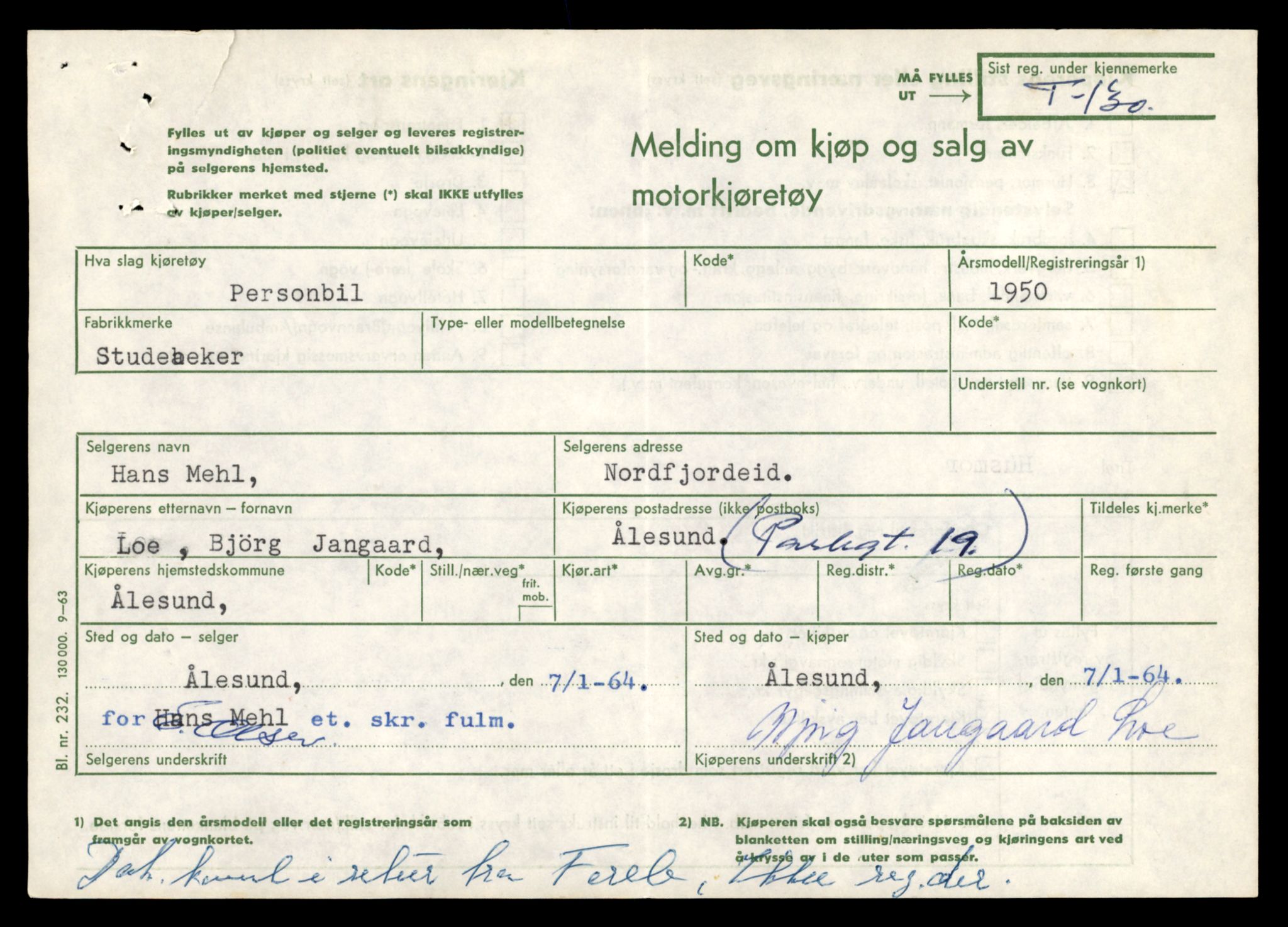 Møre og Romsdal vegkontor - Ålesund trafikkstasjon, AV/SAT-A-4099/F/Fe/L0002: Registreringskort for kjøretøy T 128 - T 231, 1927-1998, p. 89