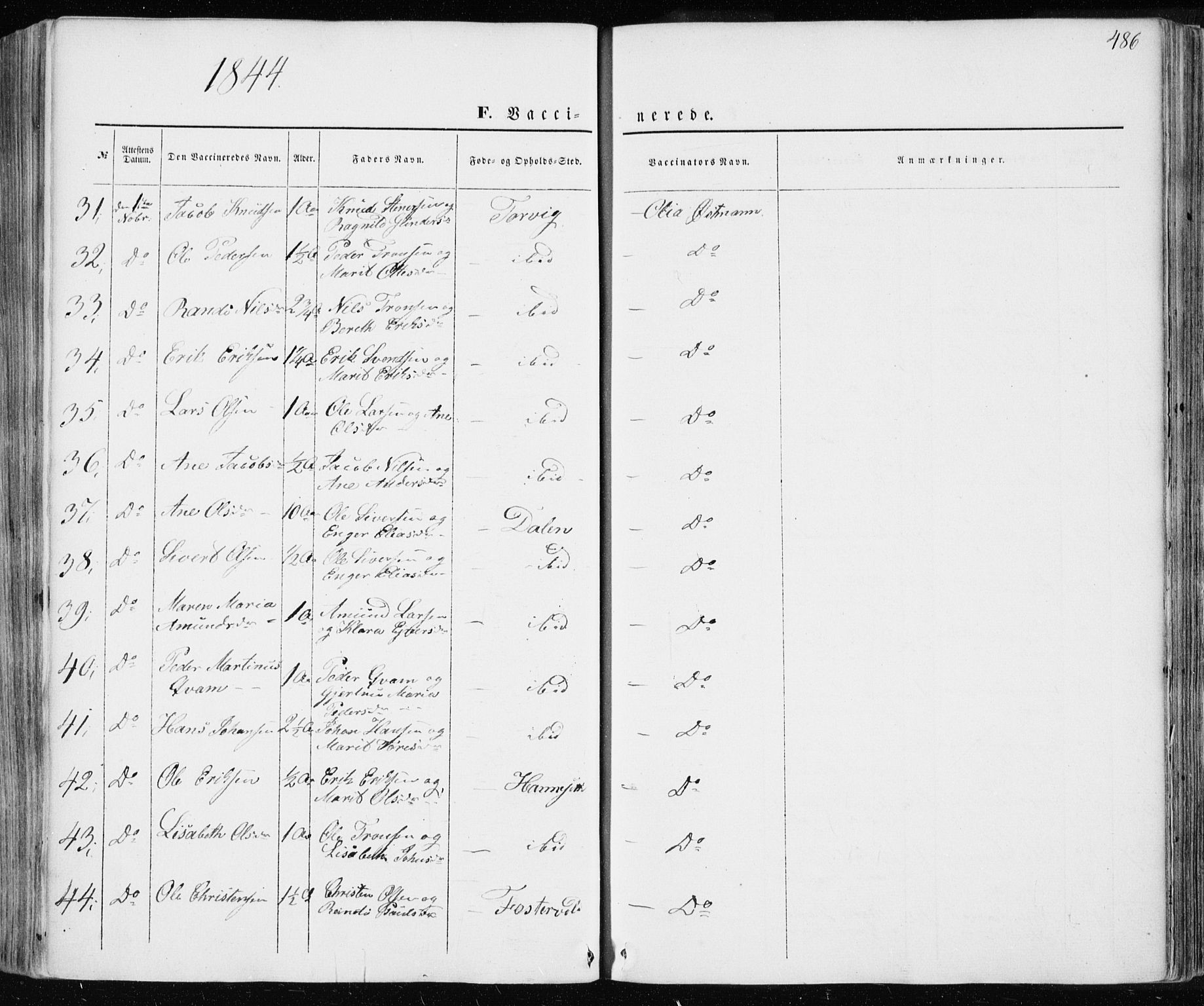 Ministerialprotokoller, klokkerbøker og fødselsregistre - Møre og Romsdal, AV/SAT-A-1454/586/L0984: Parish register (official) no. 586A10, 1844-1856, p. 486