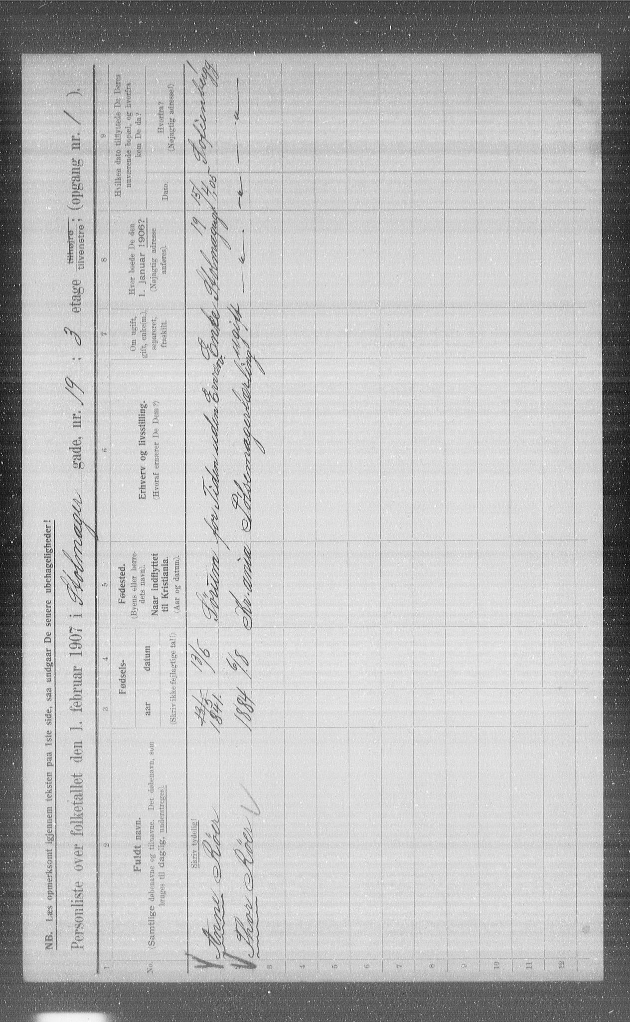 OBA, Municipal Census 1907 for Kristiania, 1907, p. 52317