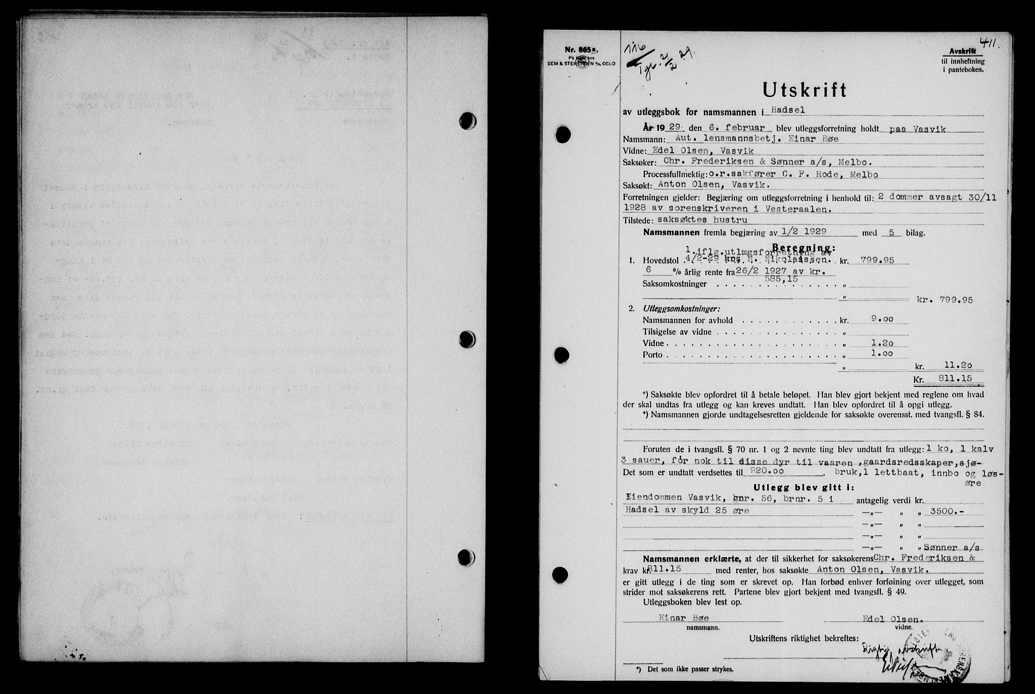 Vesterålen sorenskriveri, SAT/A-4180/1/2/2Ca/L0047: Mortgage book no. 40, 1928-1929, Deed date: 21.02.1929