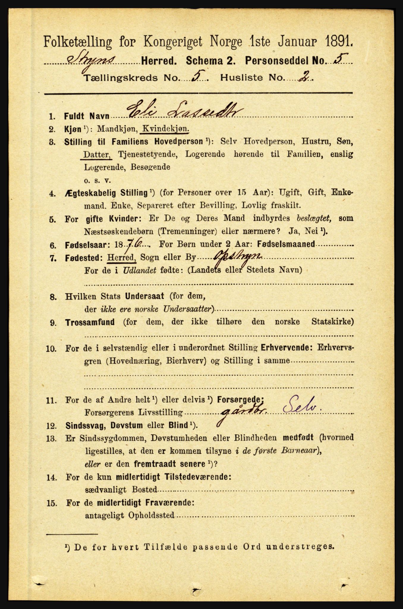 RA, 1891 census for 1448 Stryn, 1891, p. 2026