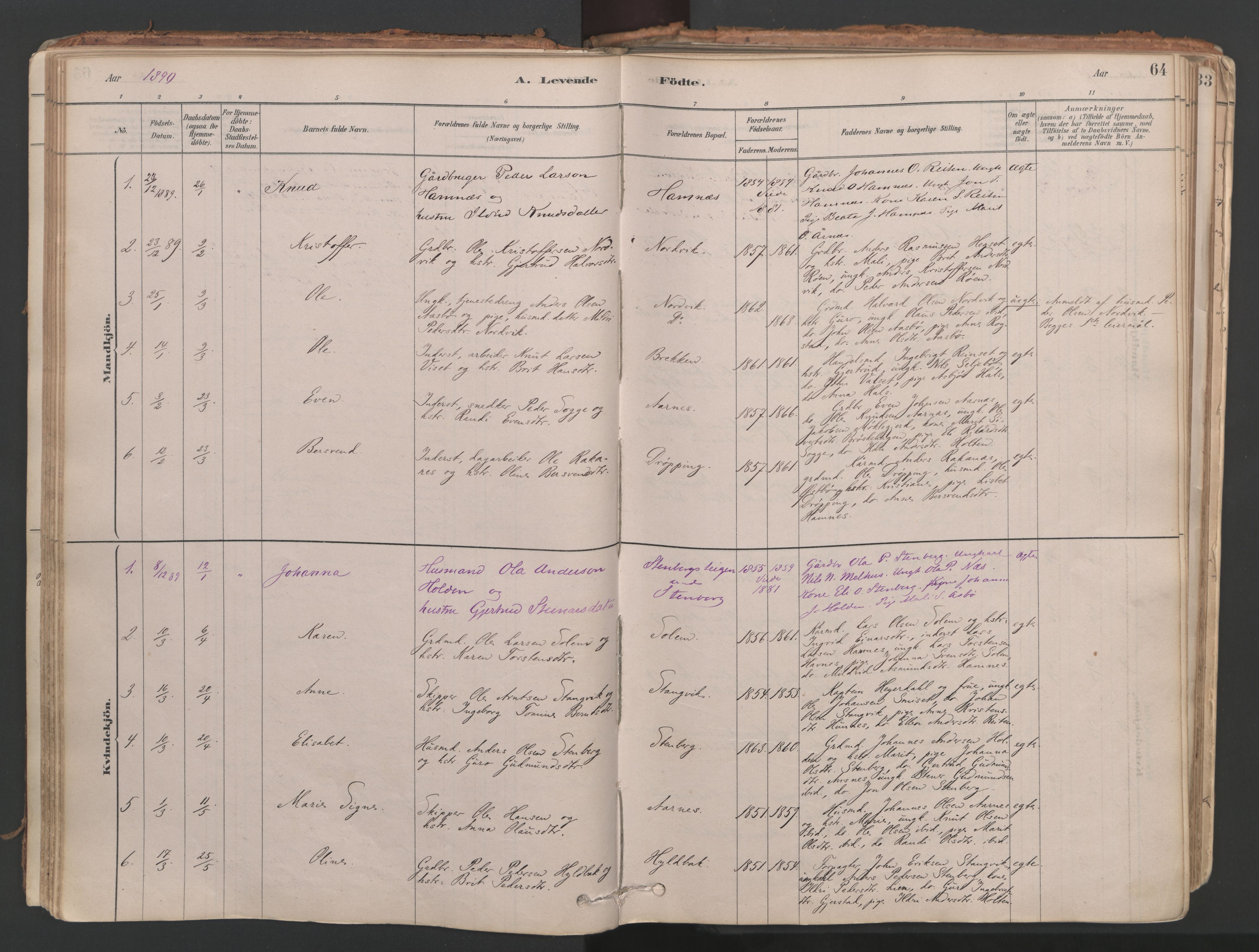 Ministerialprotokoller, klokkerbøker og fødselsregistre - Møre og Romsdal, AV/SAT-A-1454/592/L1029: Parish register (official) no. 592A07, 1879-1902, p. 64