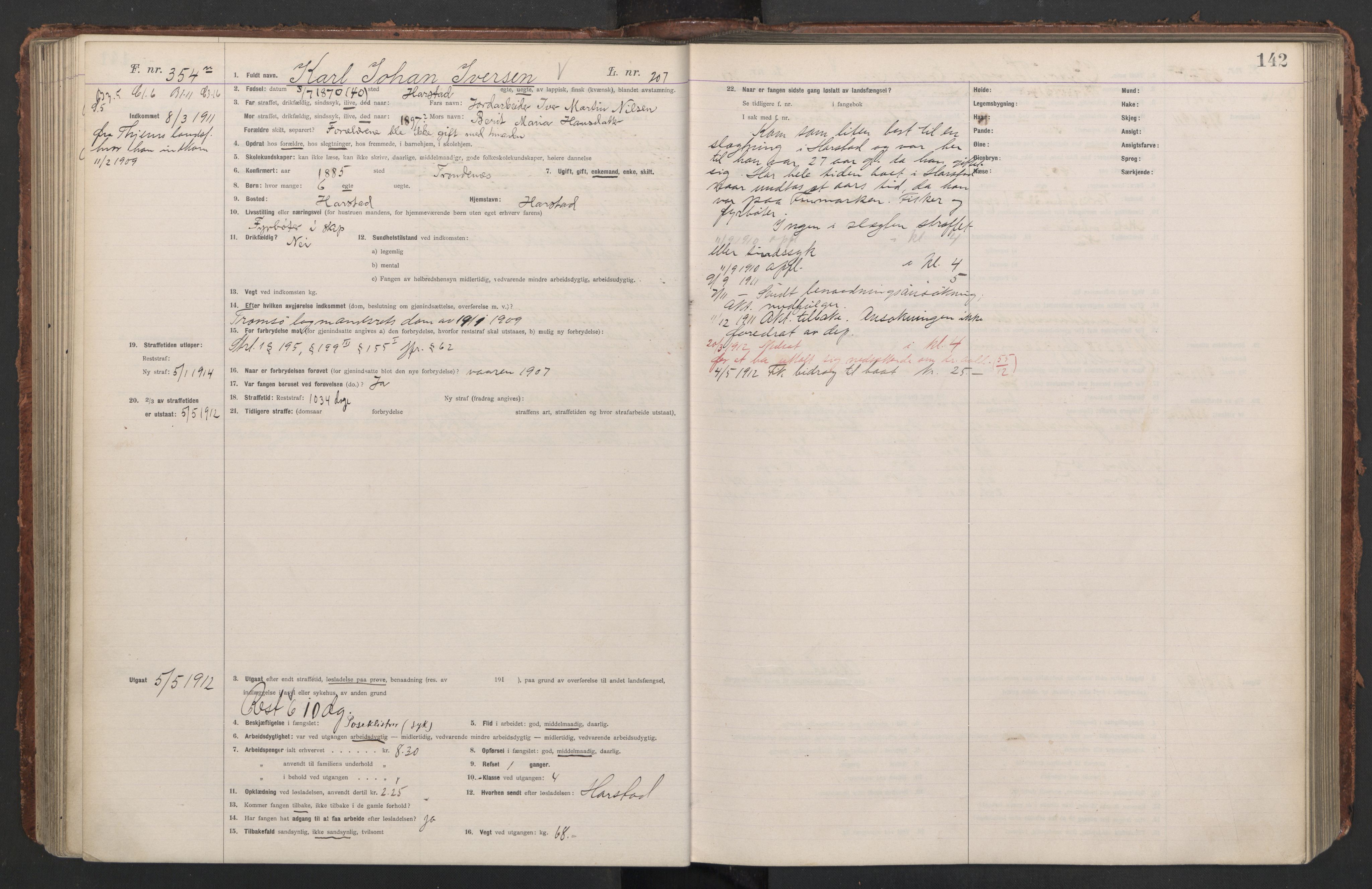 Botsfengslet, AV/RA-S-1539/D/Db/Dbb/L0044: 213n - 553n, 1910-1912, p. 142