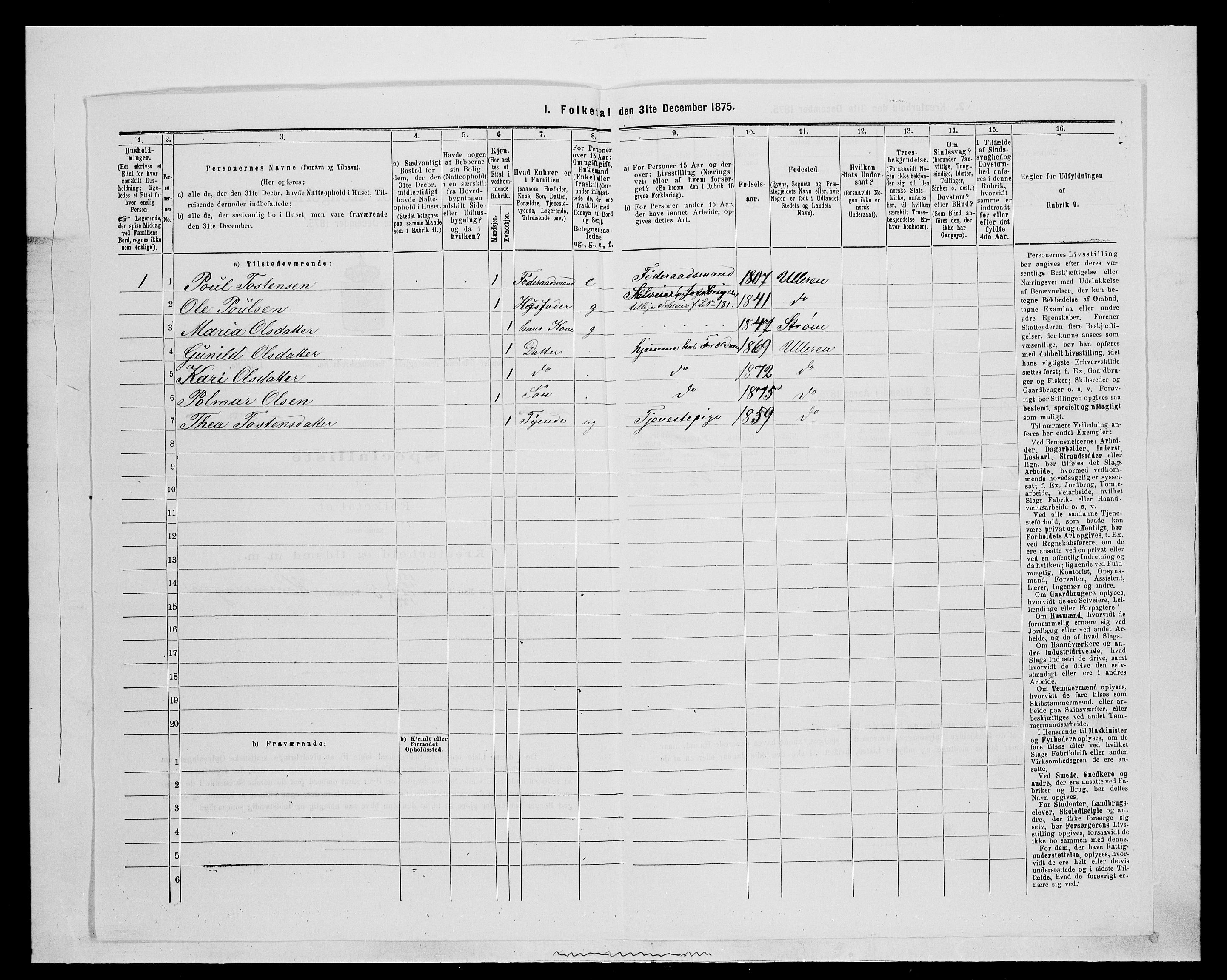 SAH, 1875 census for 0419P Sør-Odal, 1875, p. 1889