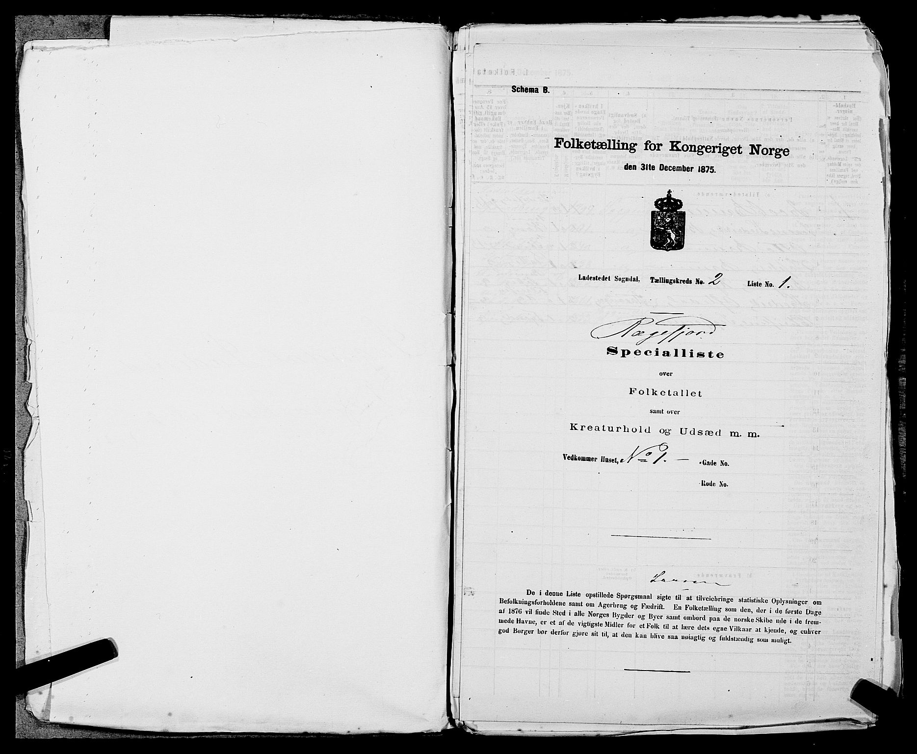 SAST, 1875 census for 1107B Sokndal/Sokndal, 1875, p. 129