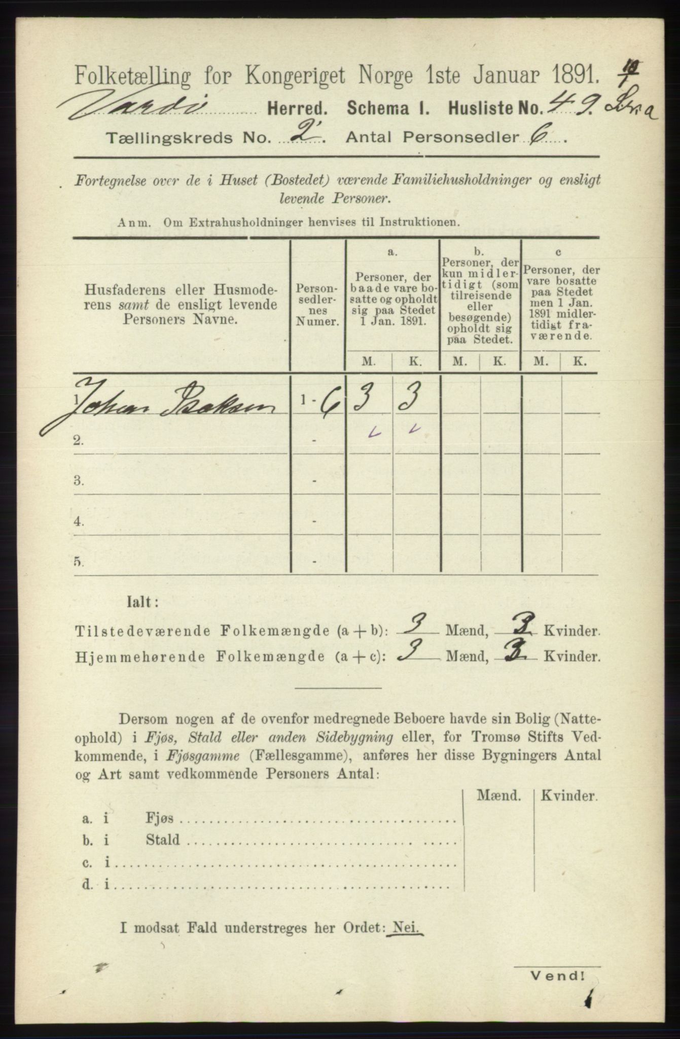 RA, 1891 census for 2028 Vardø, 1891, p. 269
