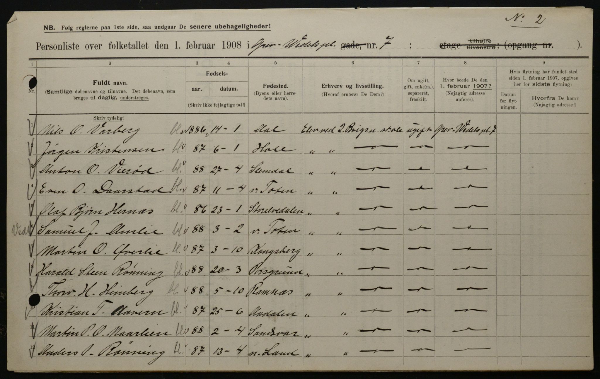 OBA, Municipal Census 1908 for Kristiania, 1908, p. 26956