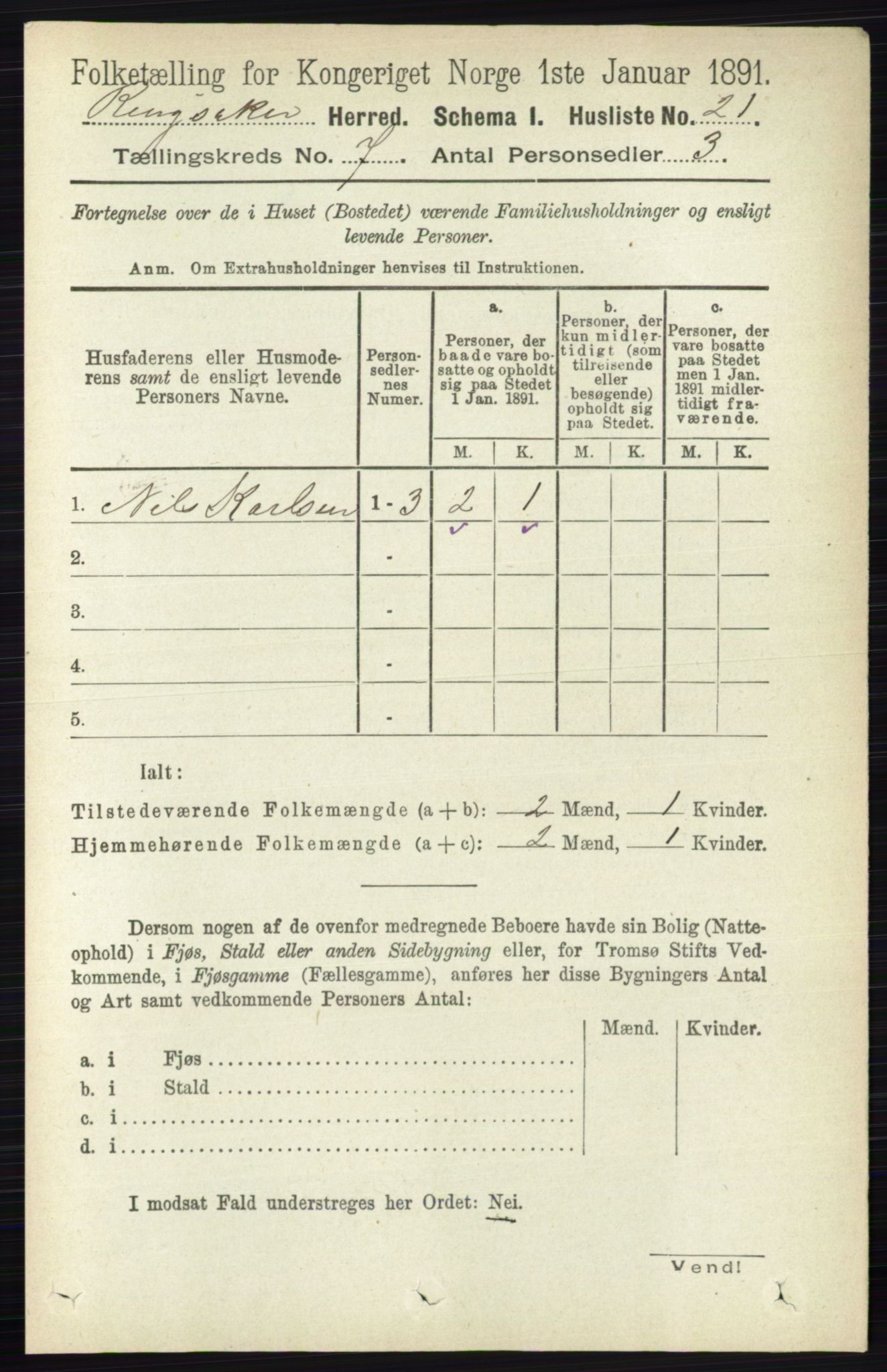 RA, 1891 census for 0412 Ringsaker, 1891, p. 3811