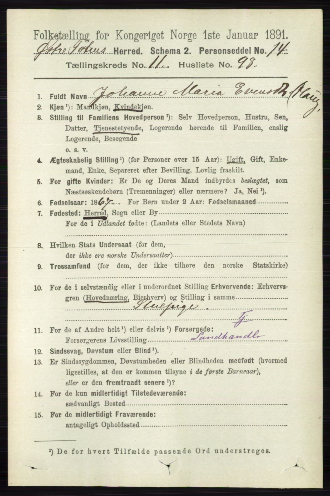 RA, 1891 census for 0528 Østre Toten, 1891, p. 7566