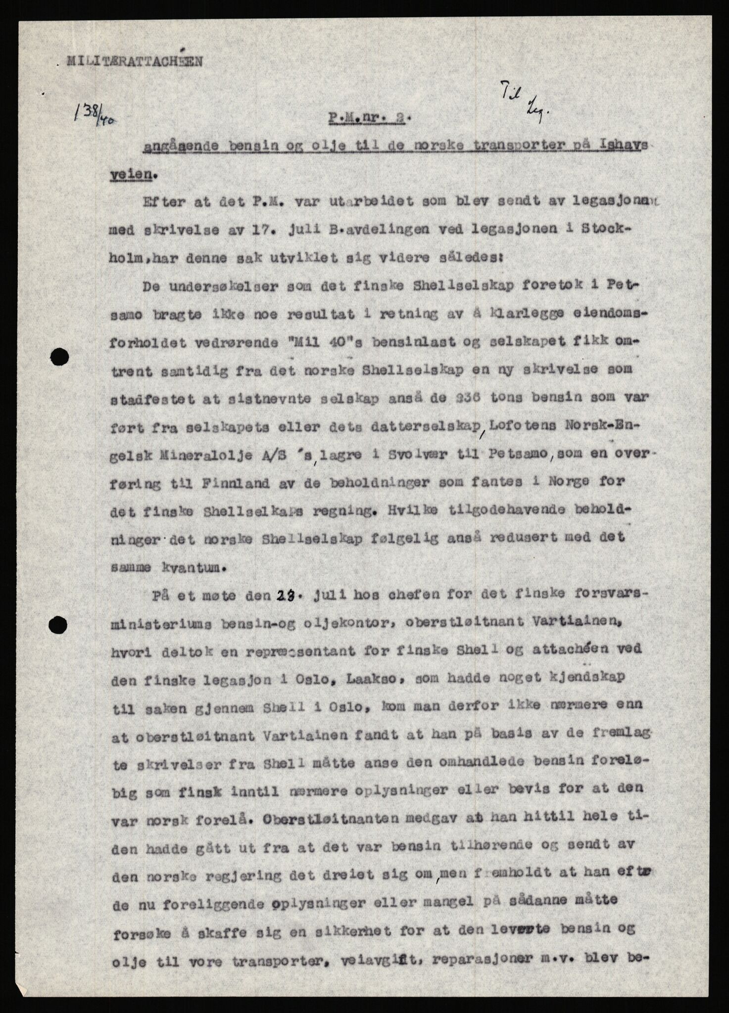 Forsvaret, Forsvarets krigshistoriske avdeling, AV/RA-RAFA-2017/Y/Ya/L0006: II-C-11-11,2 - Utenriksdepartementet.  Legasjonen i Helsingfors., 1940-1946, p. 175