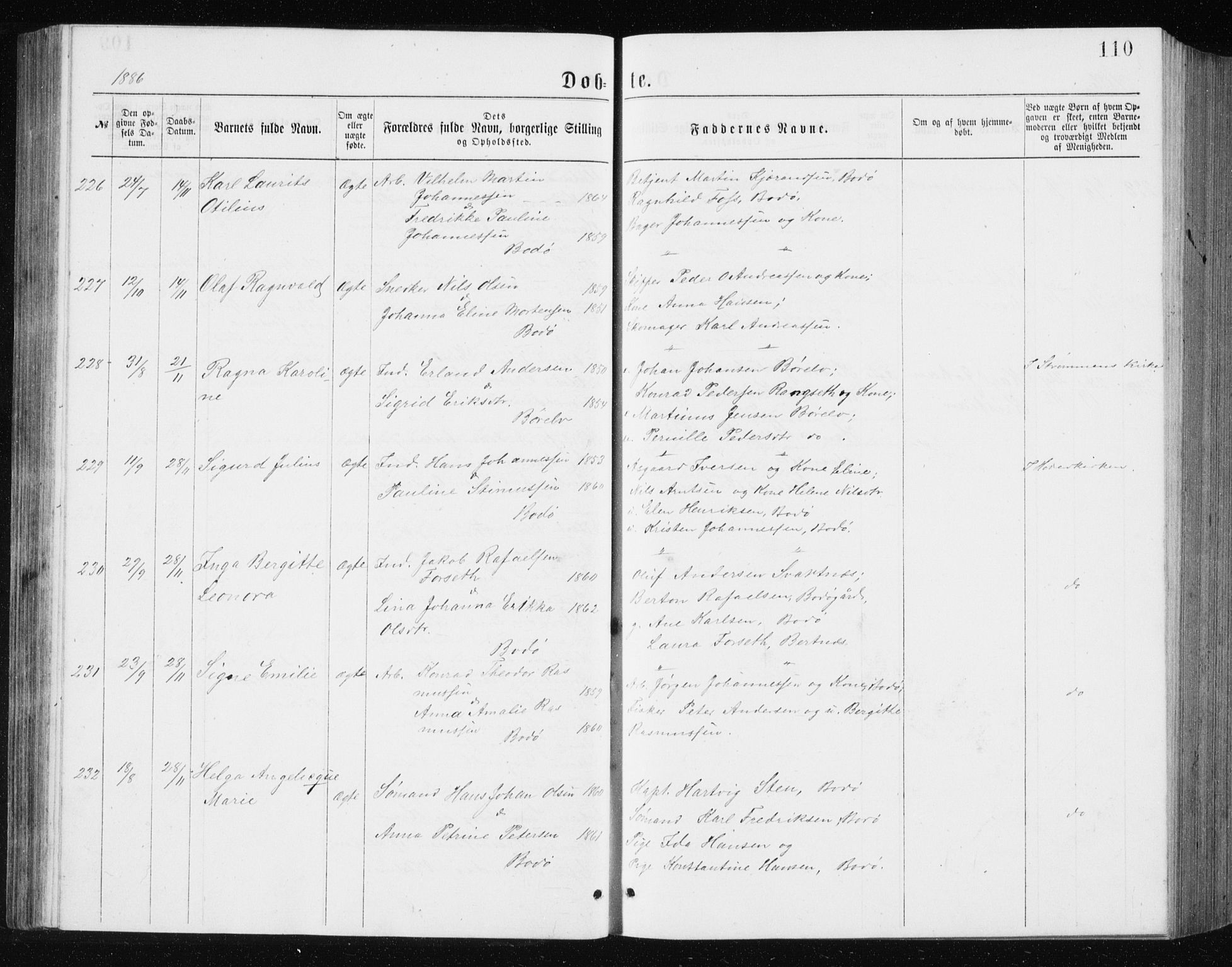 Ministerialprotokoller, klokkerbøker og fødselsregistre - Nordland, AV/SAT-A-1459/801/L0031: Parish register (copy) no. 801C06, 1883-1887, p. 110