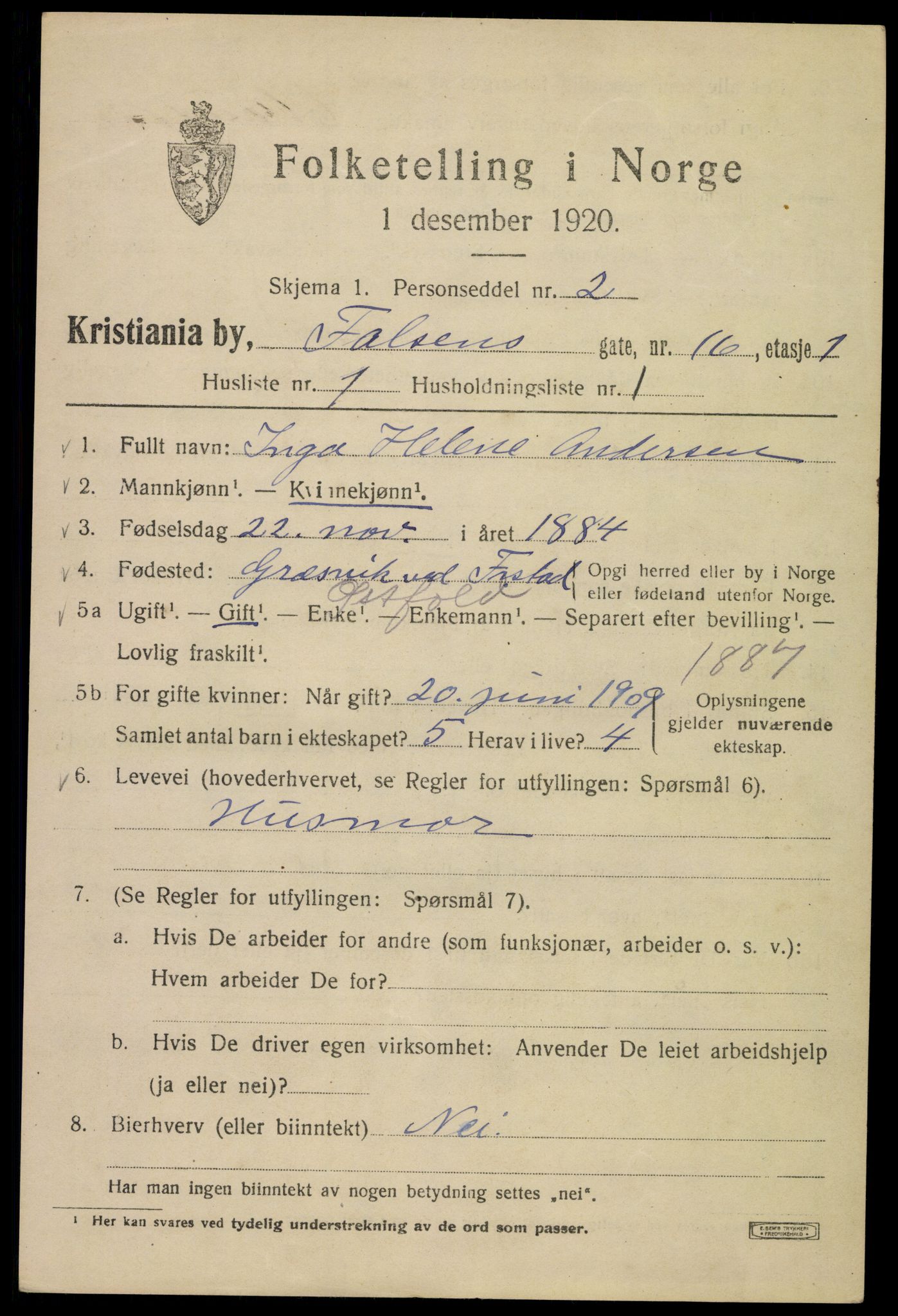 SAO, 1920 census for Kristiania, 1920, p. 225835