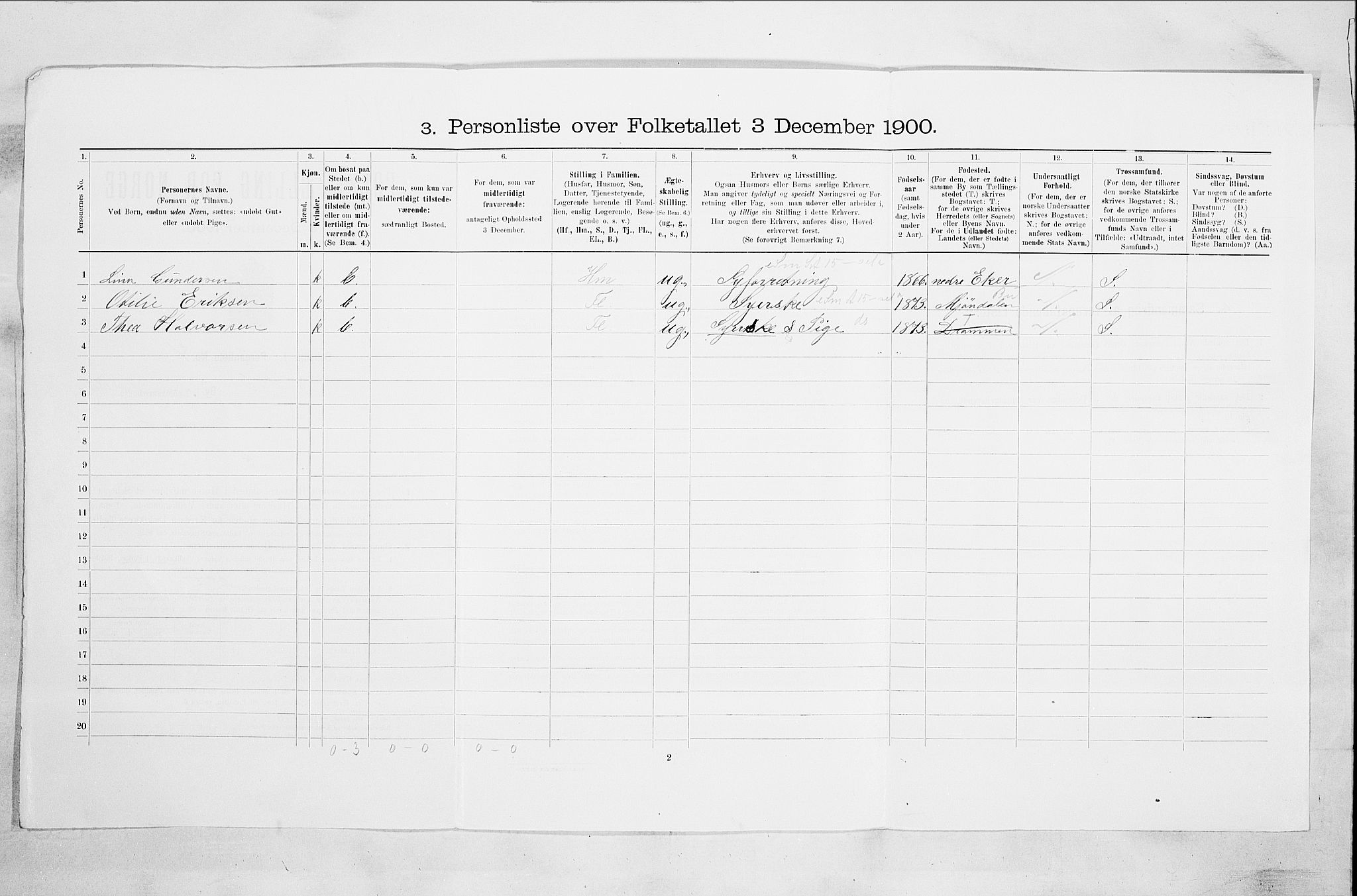 RA, 1900 census for Drammen, 1900, p. 2651