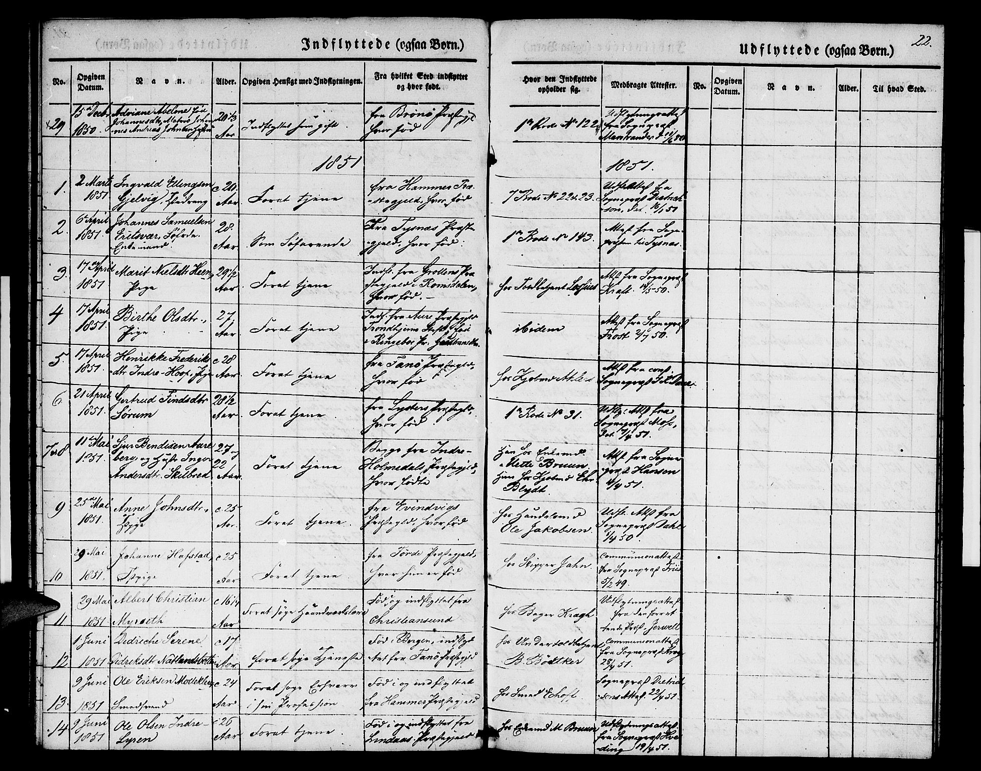 Nykirken Sokneprestembete, SAB/A-77101/H/Hab: Parish register (copy) no. F 1, 1837-1859, p. 22