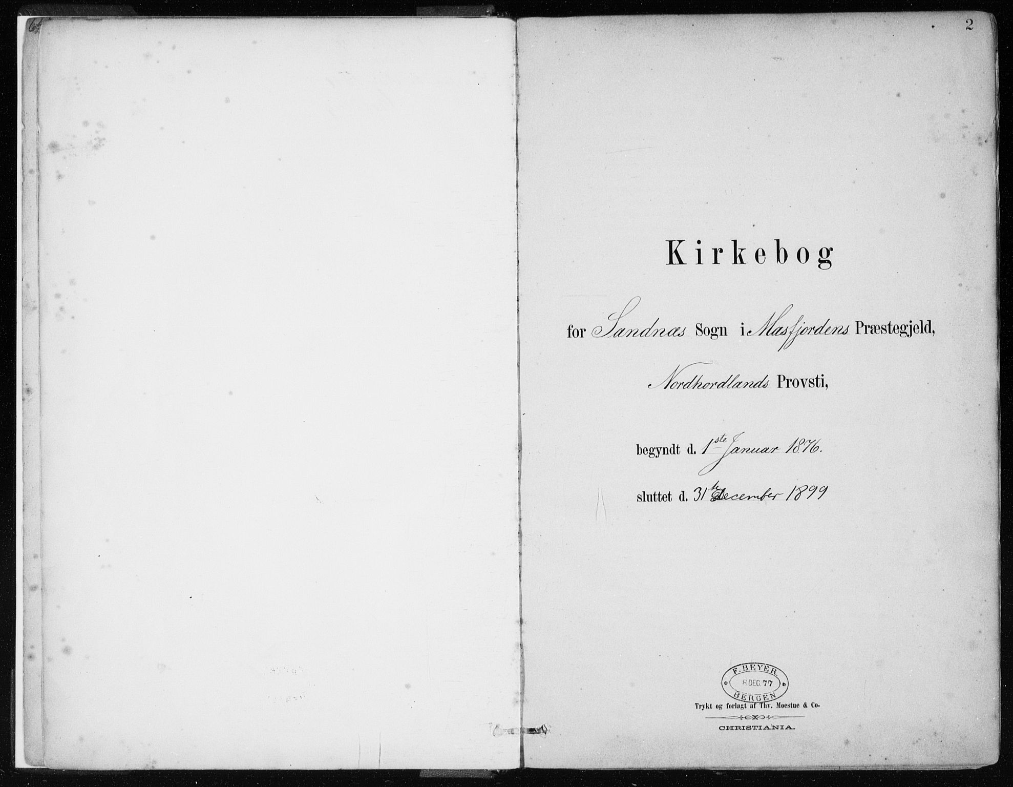 Masfjorden Sokneprestembete, SAB/A-77001: Parish register (official) no. B  1, 1876-1899, p. 2