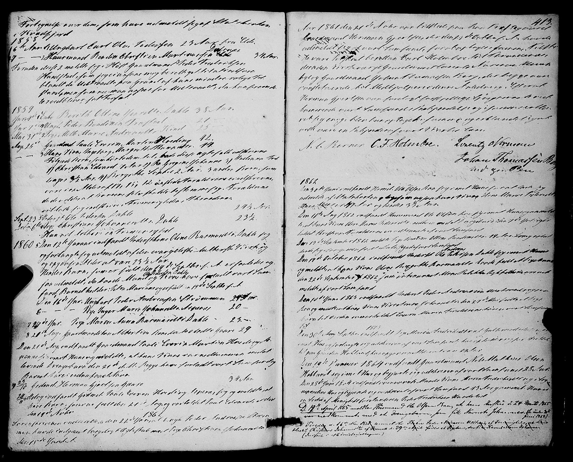 Kvæfjord sokneprestkontor, SATØ/S-1323/G/Ga/Gaa/L0004kirke: Parish register (official) no. 4, 1857-1877, p. 413