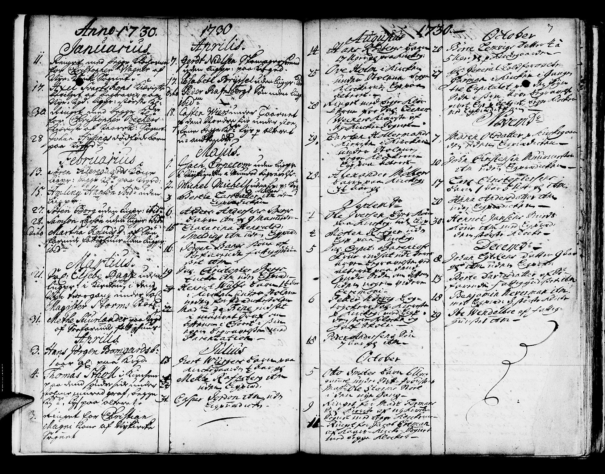 Domkirken sokneprestembete, SAB/A-74801/H/Haa/L0008: Parish register (official) no. A 8, 1725-1775, p. 7