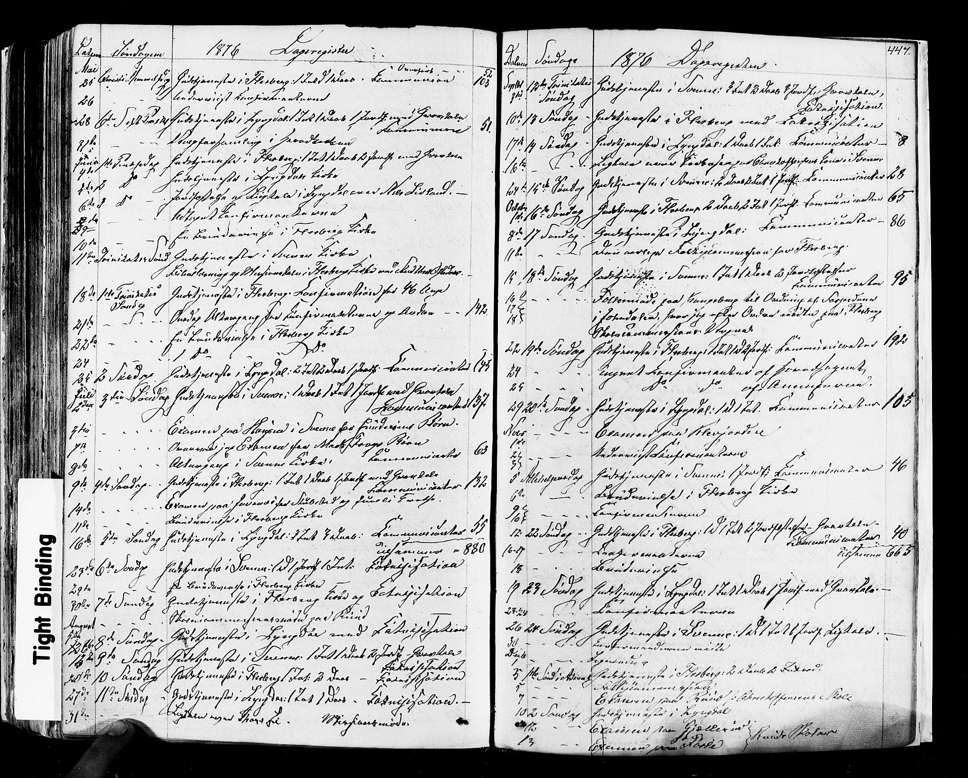 Flesberg kirkebøker, AV/SAKO-A-18/F/Fa/L0007: Parish register (official) no. I 7, 1861-1878, p. 447