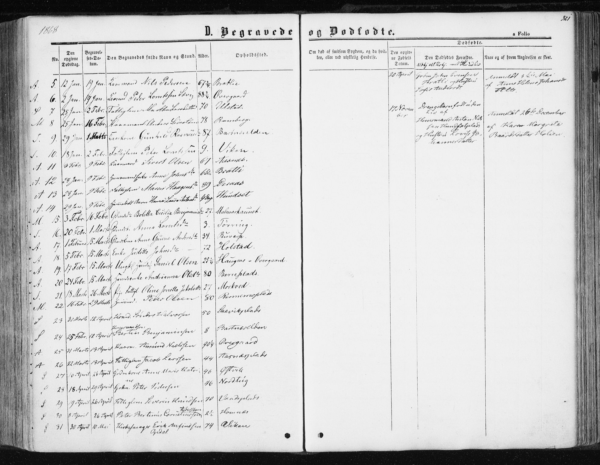 Ministerialprotokoller, klokkerbøker og fødselsregistre - Nord-Trøndelag, AV/SAT-A-1458/741/L0394: Parish register (official) no. 741A08, 1864-1877, p. 321