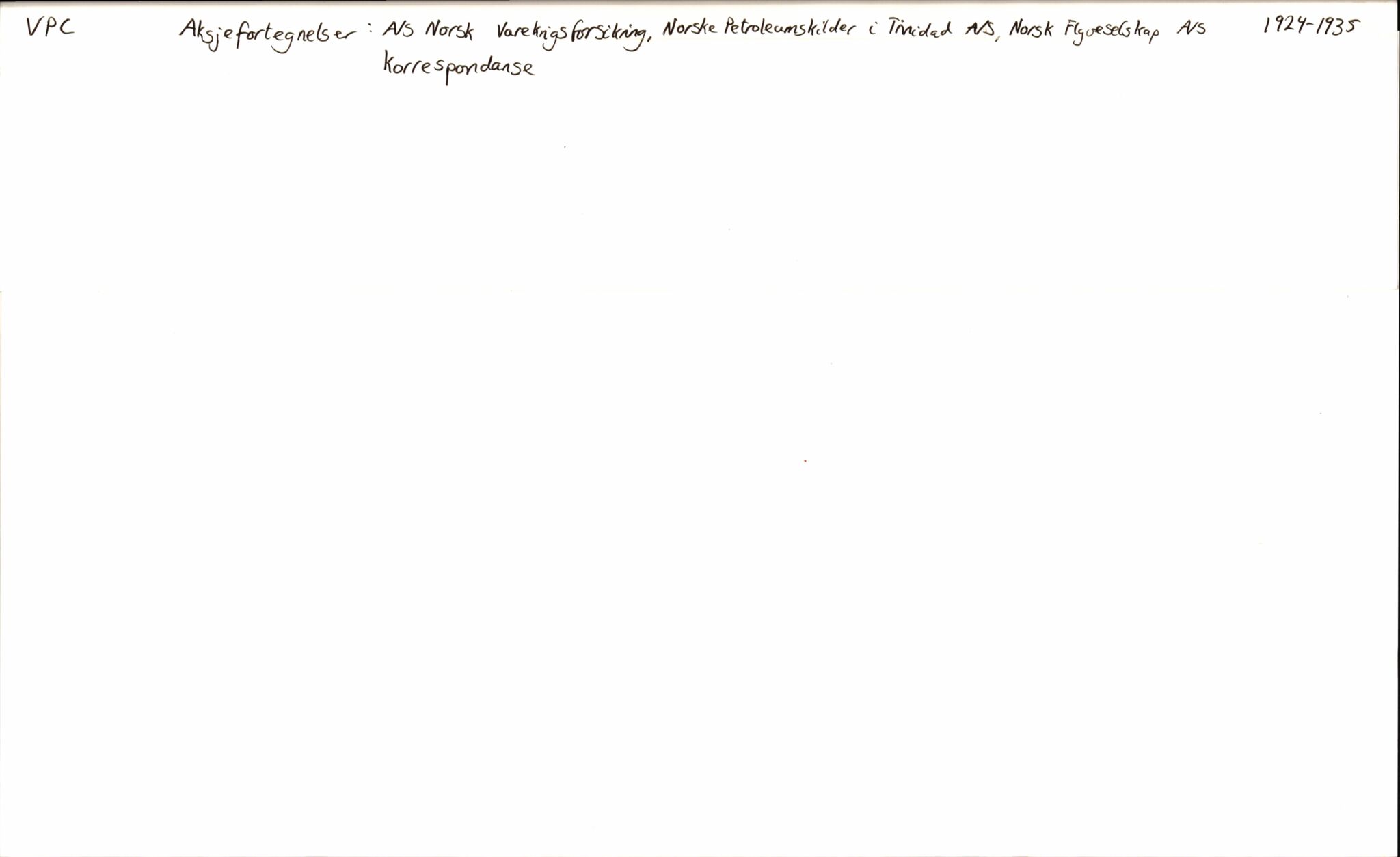 PA 1533 - A/S Vestlandske Petroleumscompani, AV/SAST-A-101953/R/Rb/L0012: Aksjefortegnelser, 1914-1937, p. 1