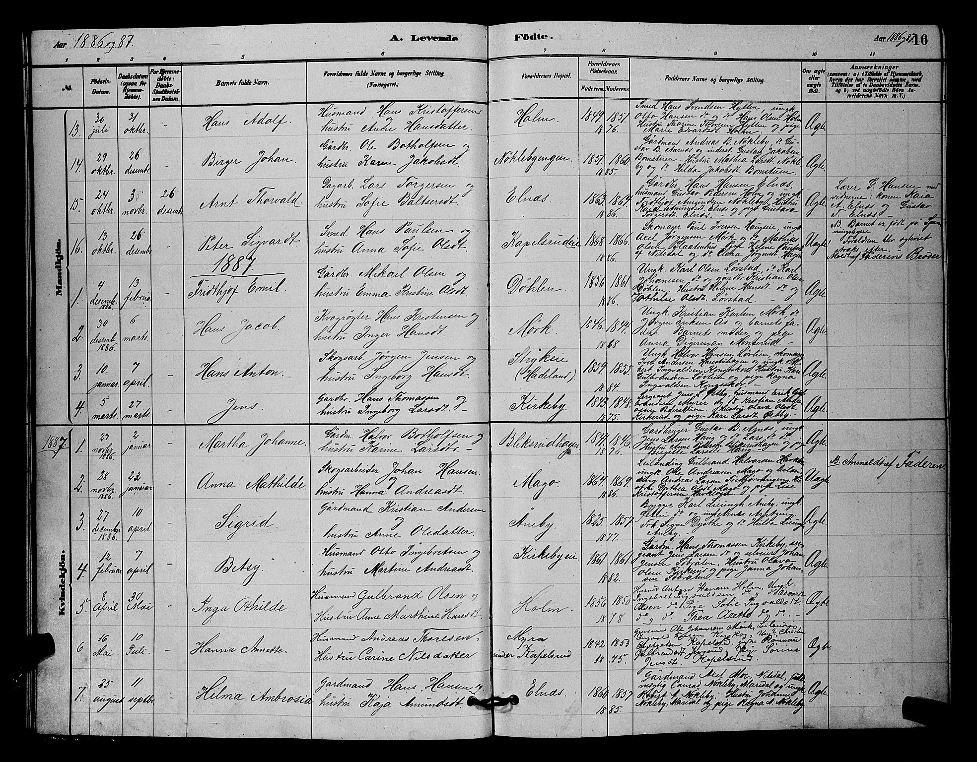 Nittedal prestekontor Kirkebøker, SAO/A-10365a/G/Gb/L0002: Parish register (copy) no. II 2, 1879-1901, p. 16