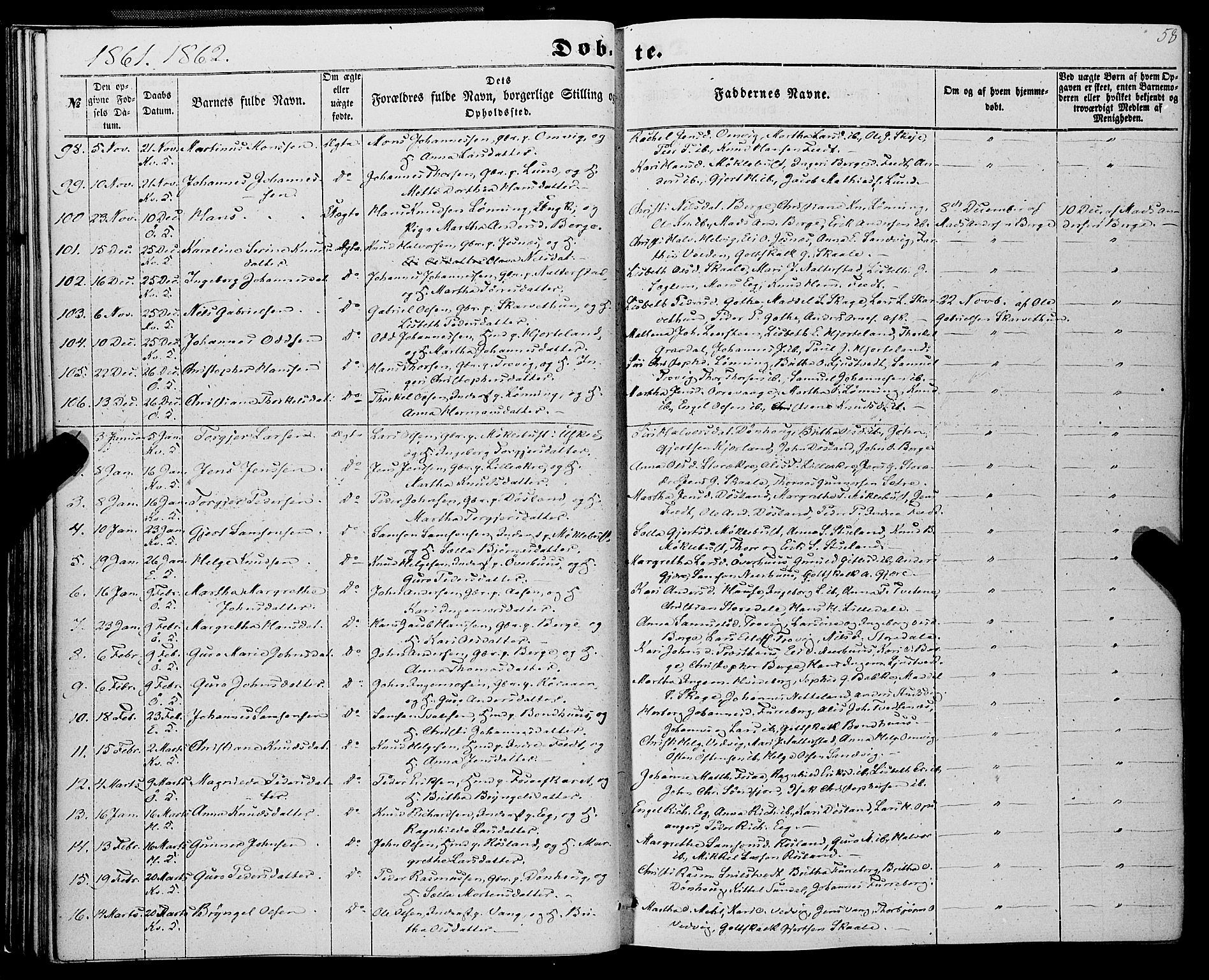 Kvinnherad sokneprestembete, SAB/A-76401/H/Haa: Parish register (official) no. A 8, 1854-1872, p. 58