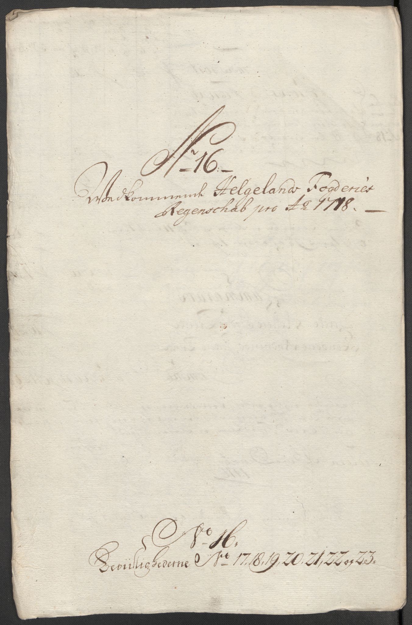 Rentekammeret inntil 1814, Reviderte regnskaper, Fogderegnskap, RA/EA-4092/R65/L4516: Fogderegnskap Helgeland, 1718, p. 192