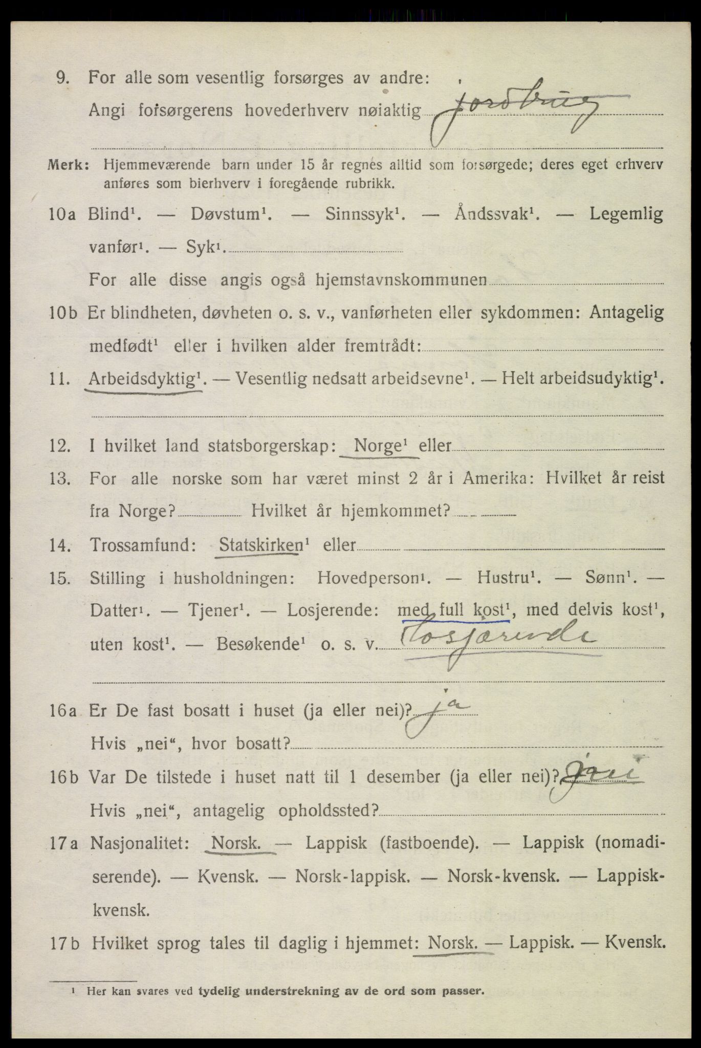 SAT, 1920 census for Langenes, 1920, p. 1951