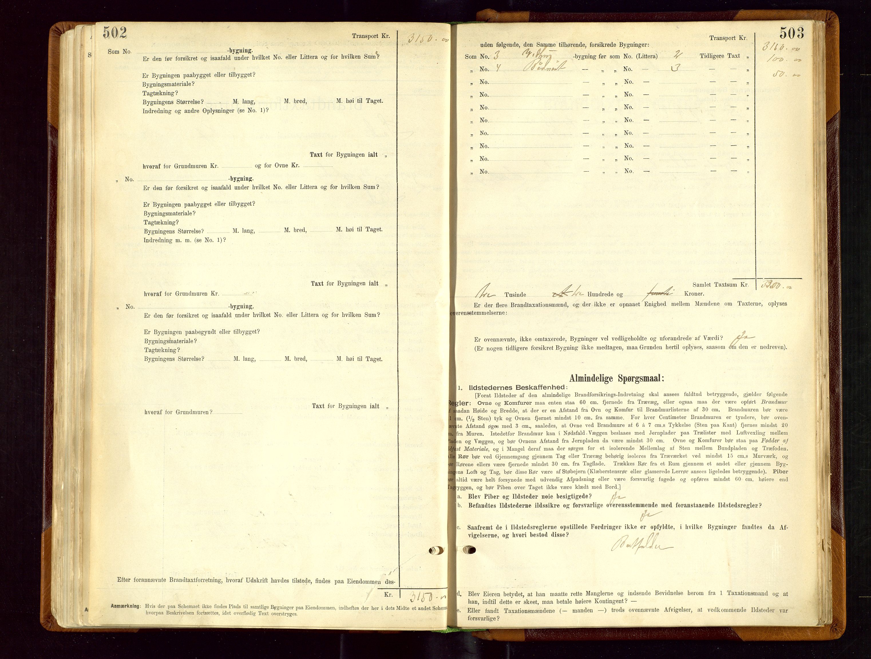 Sauda lensmannskontor, AV/SAST-A-100177/Gob/L0001: Branntakstprotokoll - skjematakst, 1894-1914, p. 502-503