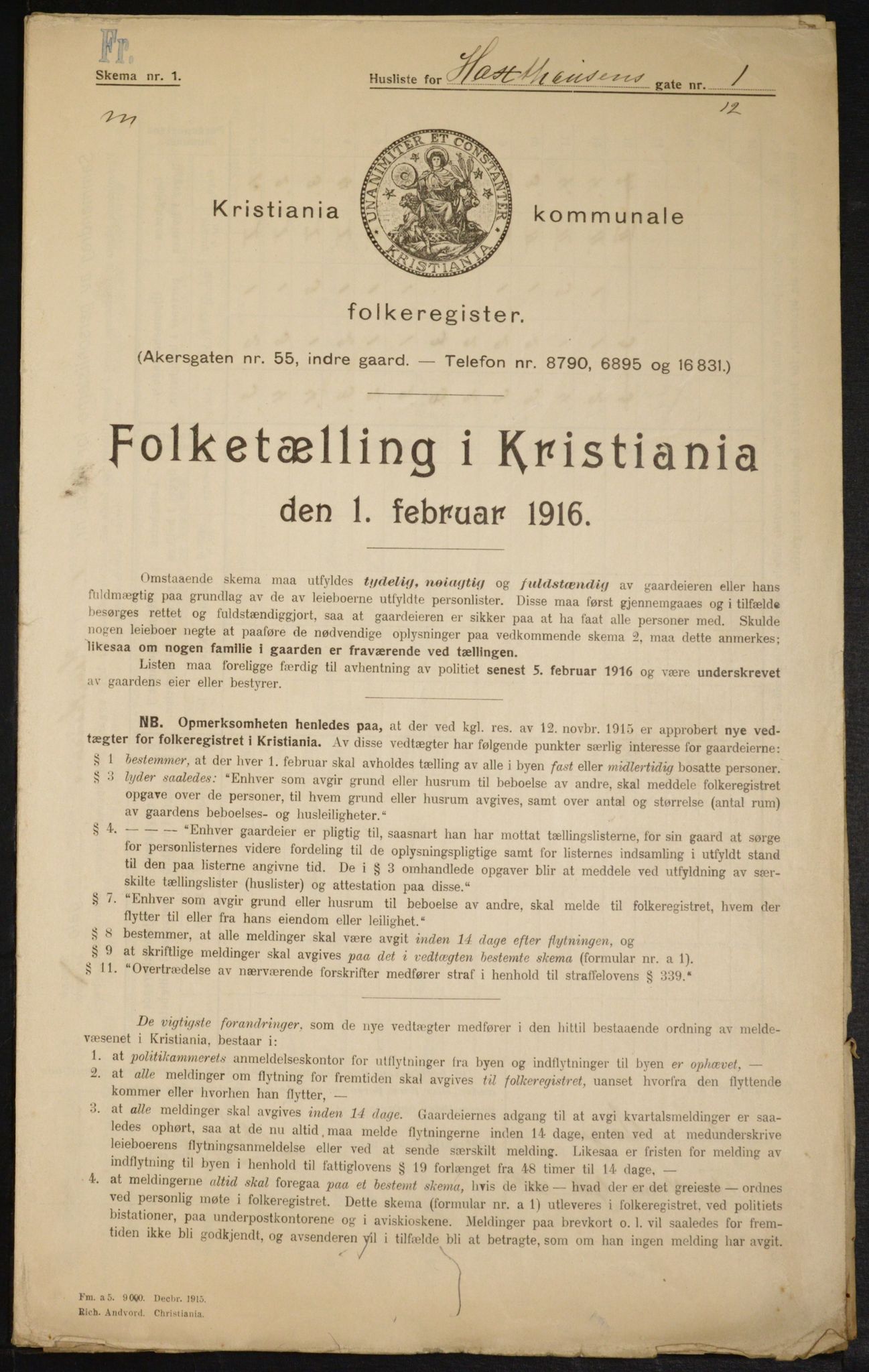 OBA, Municipal Census 1916 for Kristiania, 1916, p. 36075