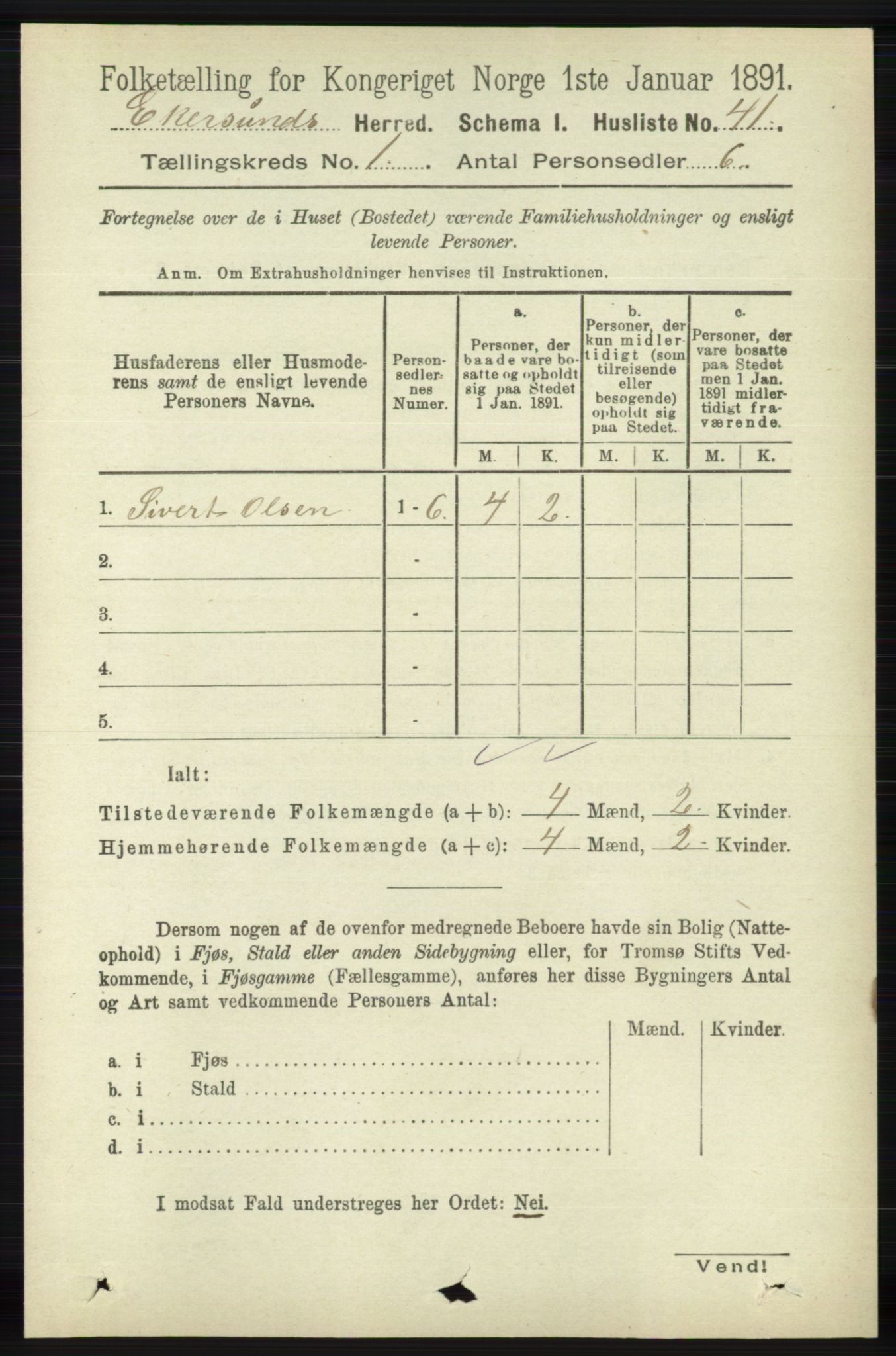 RA, 1891 census for 1116 Eigersund herred, 1891, p. 62