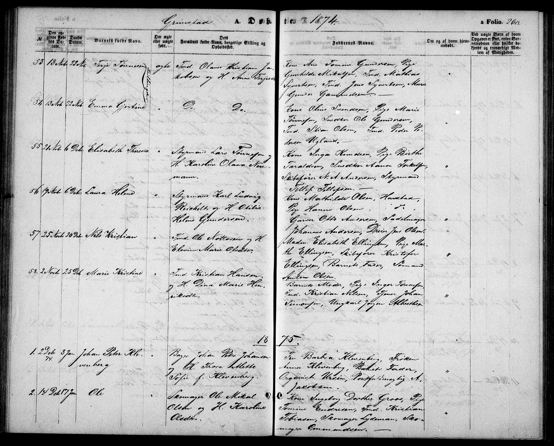 Fjære sokneprestkontor, SAK/1111-0011/F/Fb/L0009: Parish register (copy) no. B 9, 1867-1870, p. 260
