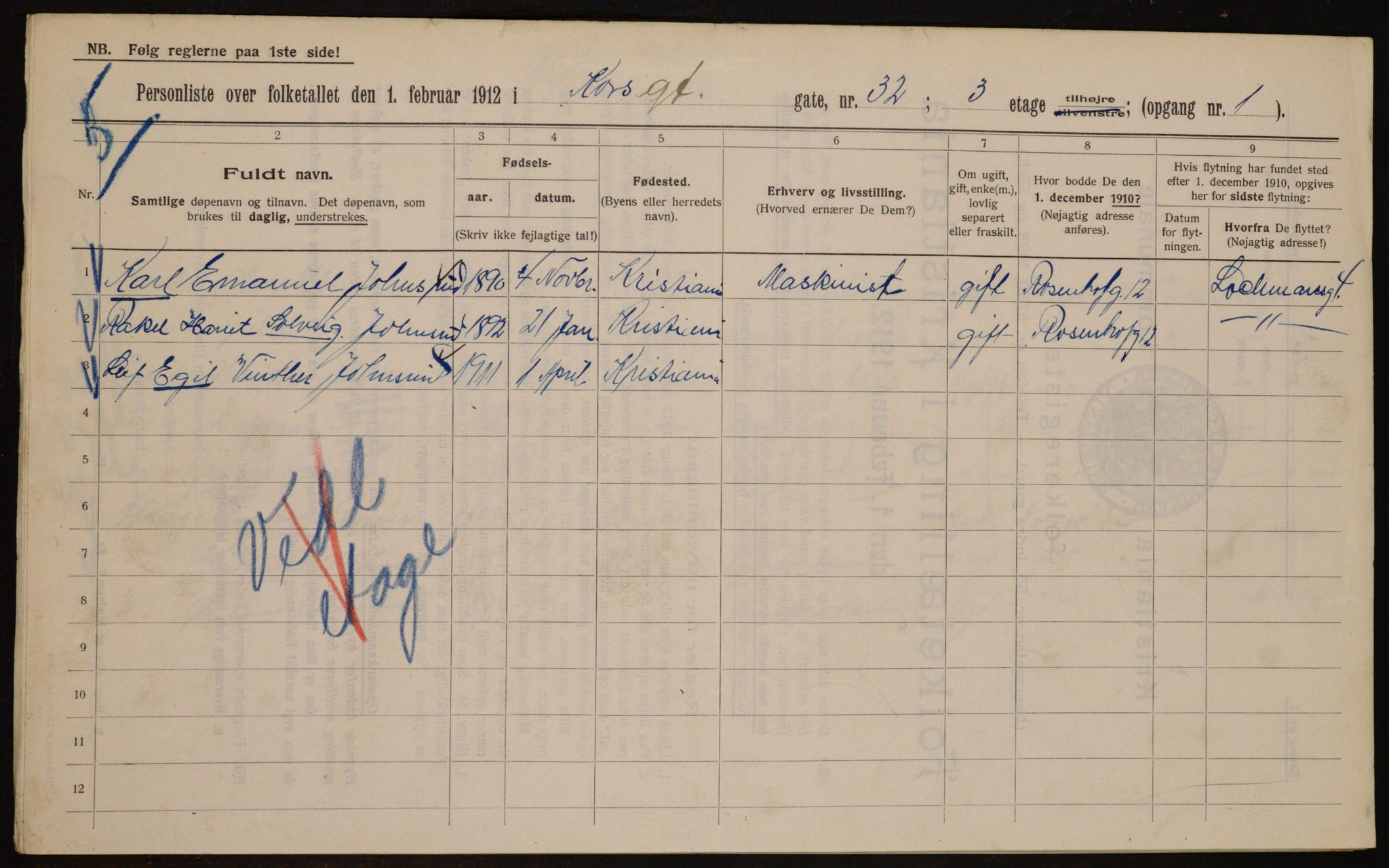 OBA, Municipal Census 1912 for Kristiania, 1912, p. 54148