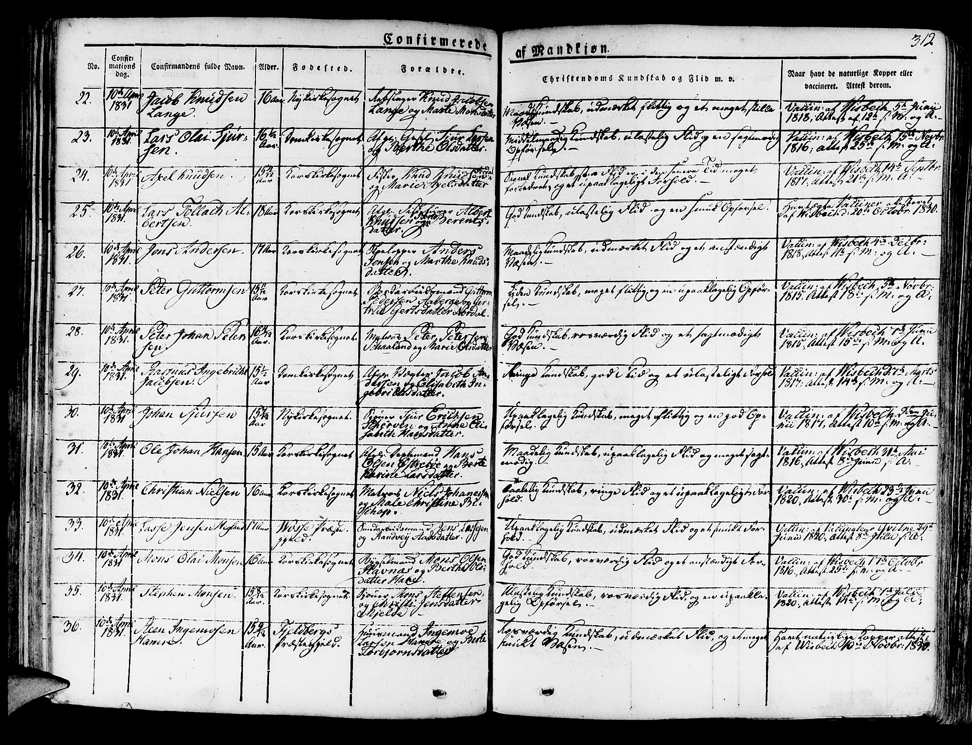 Korskirken sokneprestembete, SAB/A-76101/H/Haa/L0014: Parish register (official) no. A 14, 1823-1835, p. 312