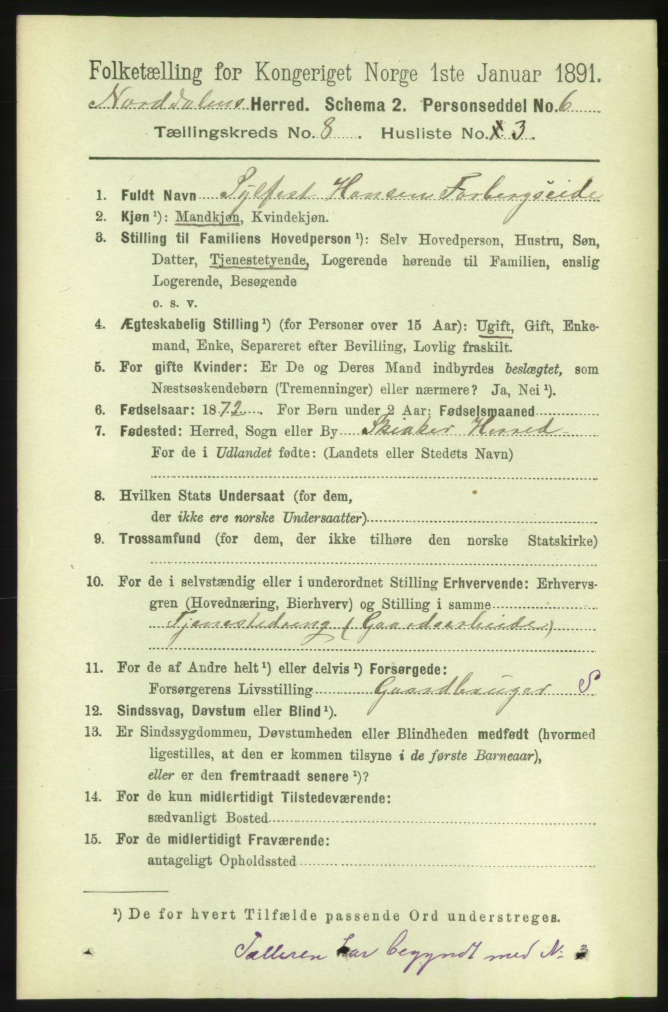 RA, 1891 census for 1524 Norddal, 1891, p. 1562