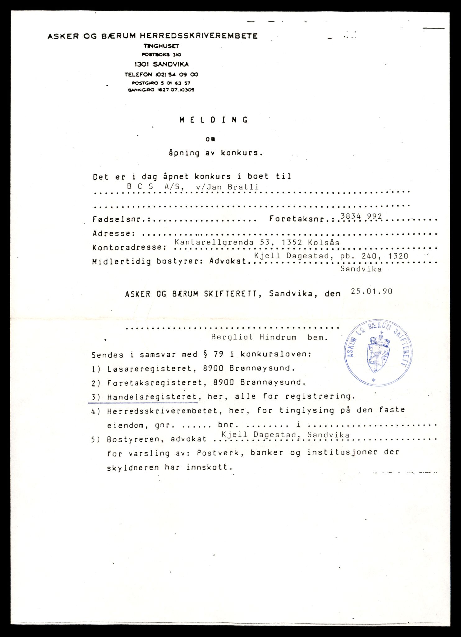 Asker og Bærum tingrett, AV/SAT-A-10379/K/Ka/Kab/L0016: Aksjeselskap i Bærum, B - Bærum C, 1944-1989, p. 3