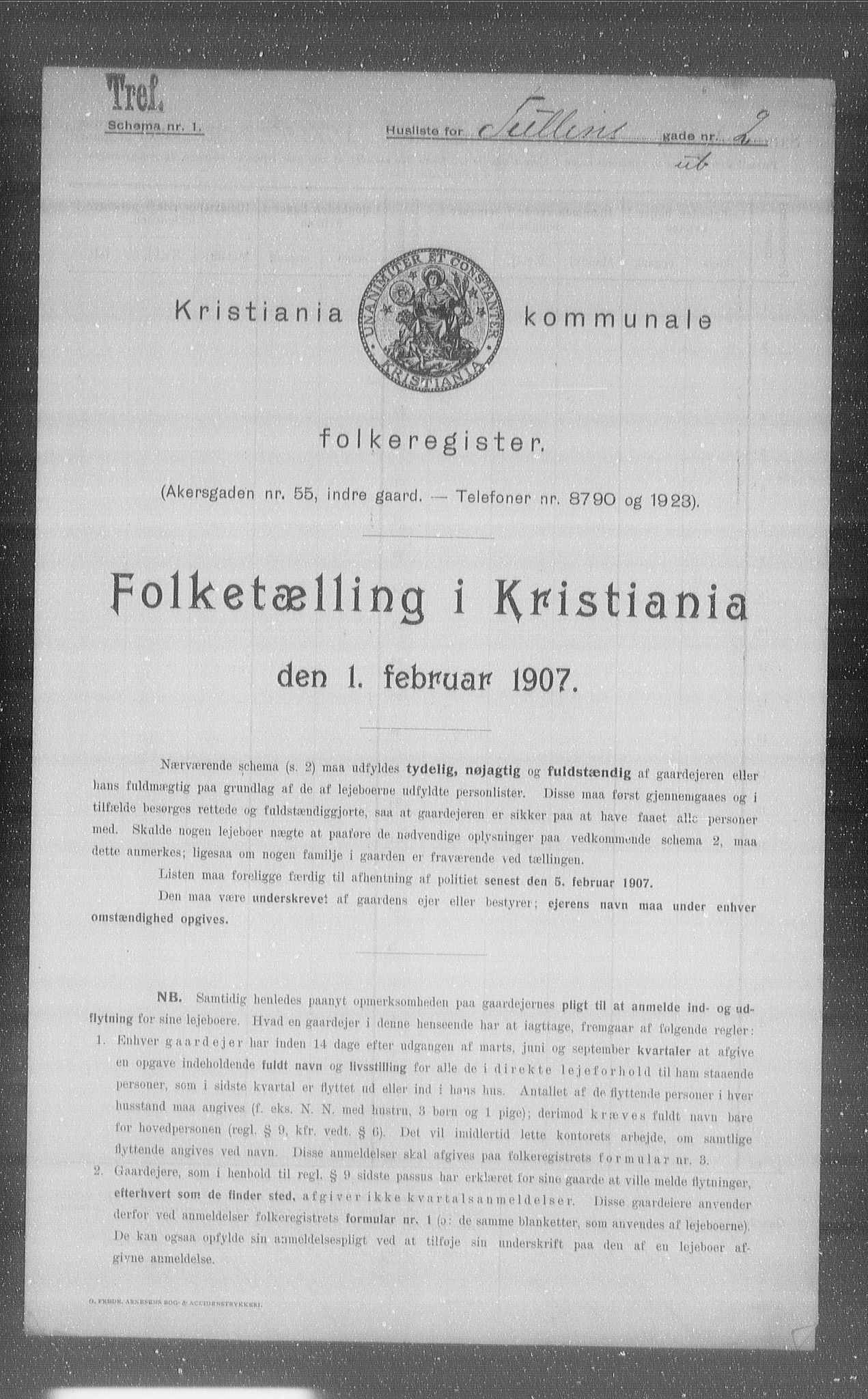 OBA, Municipal Census 1907 for Kristiania, 1907, p. 59692