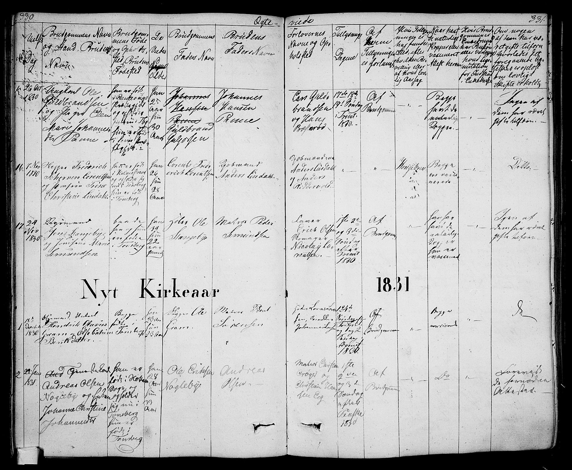 Tønsberg kirkebøker, SAKO/A-330/F/Fa/L0005: Parish register (official) no. I 5, 1827-1836, p. 330-331