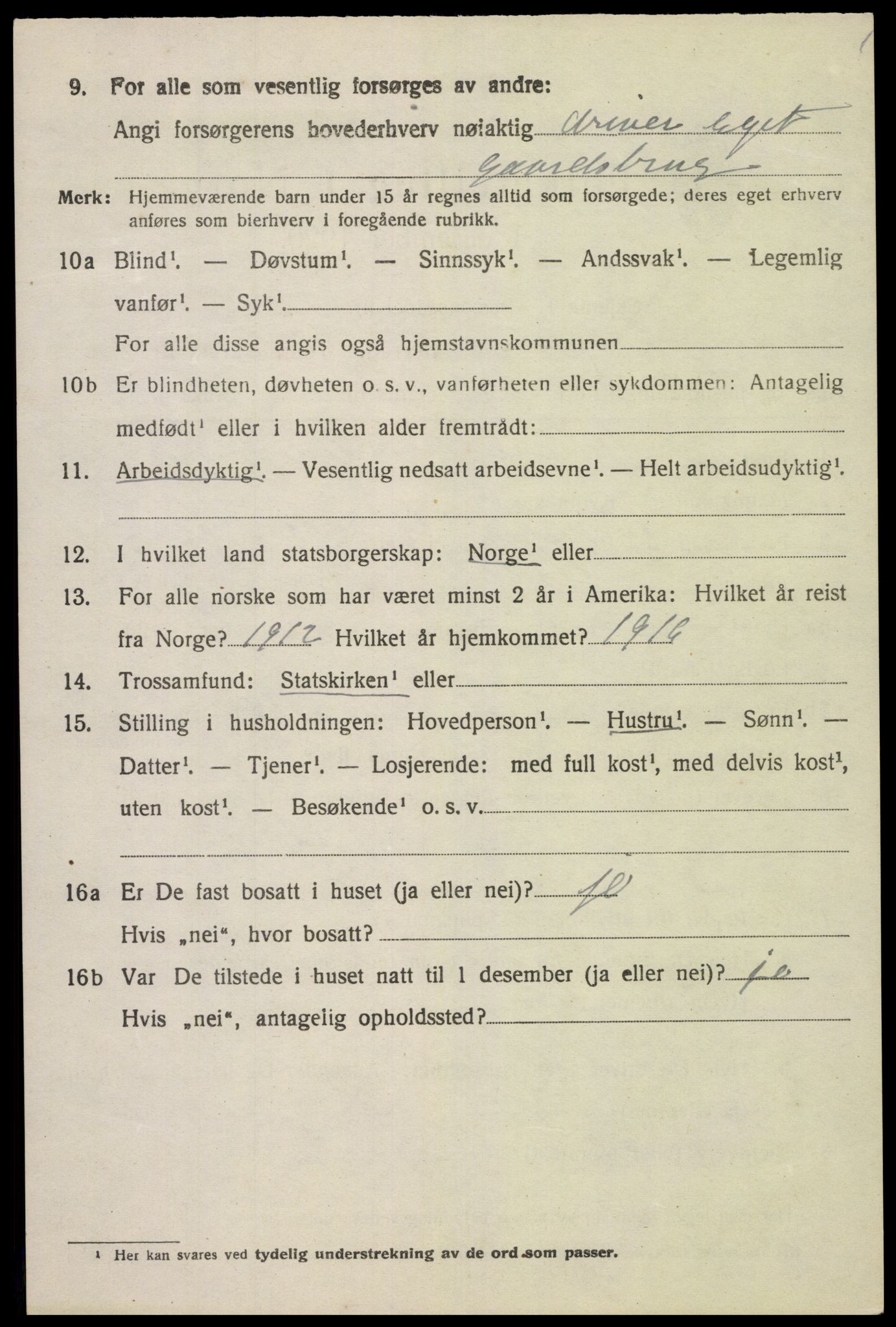 SAK, 1920 census for Lista, 1920, p. 12878