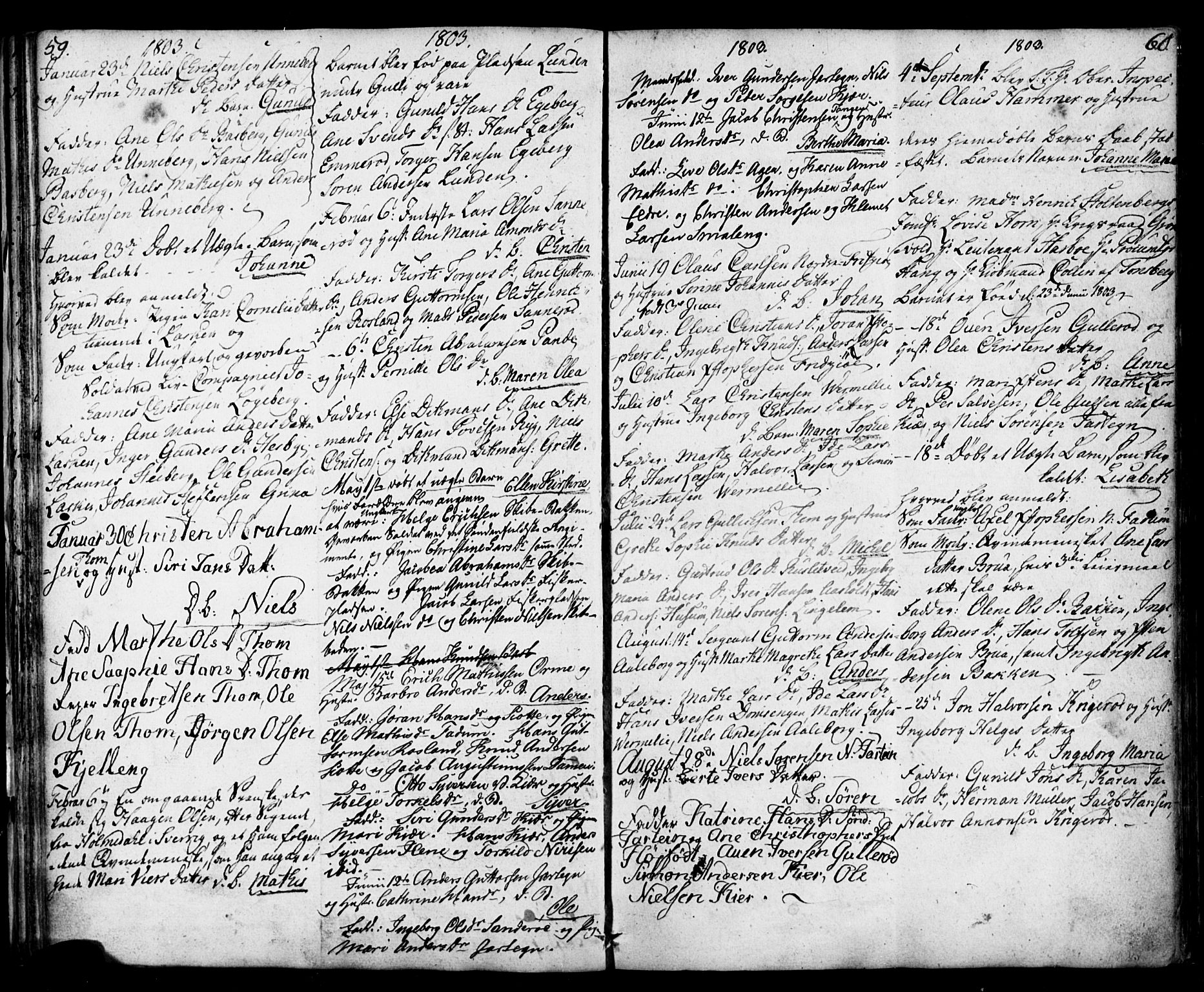 Sem kirkebøker, SAKO/A-5/F/Fa/L0003: Parish register (official) no. I 3, 1799-1814, p. 59-60