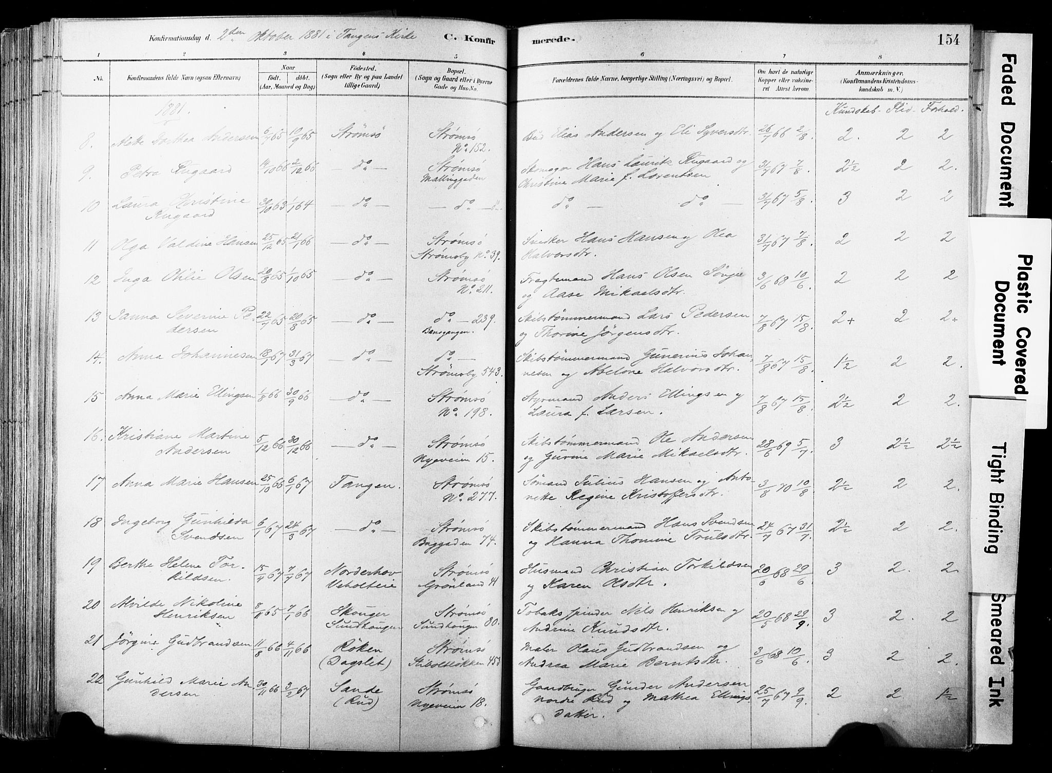 Strømsø kirkebøker, AV/SAKO-A-246/F/Fb/L0006: Parish register (official) no. II 6, 1879-1910, p. 154