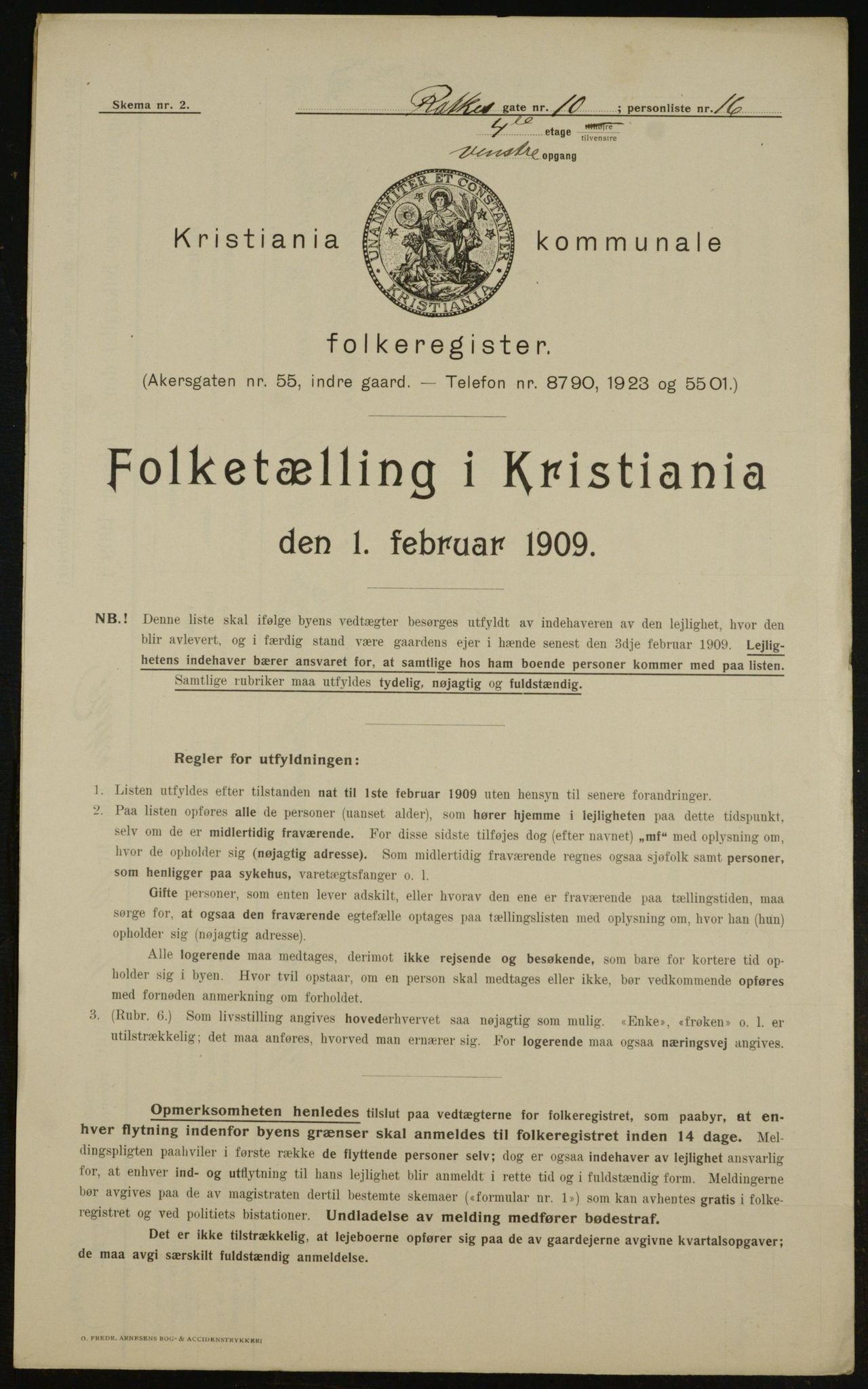 OBA, Municipal Census 1909 for Kristiania, 1909, p. 74695