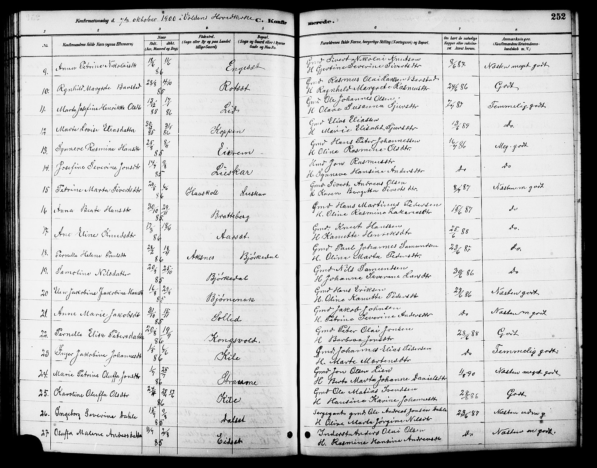 Ministerialprotokoller, klokkerbøker og fødselsregistre - Møre og Romsdal, AV/SAT-A-1454/511/L0158: Parish register (copy) no. 511C04, 1884-1903, p. 252