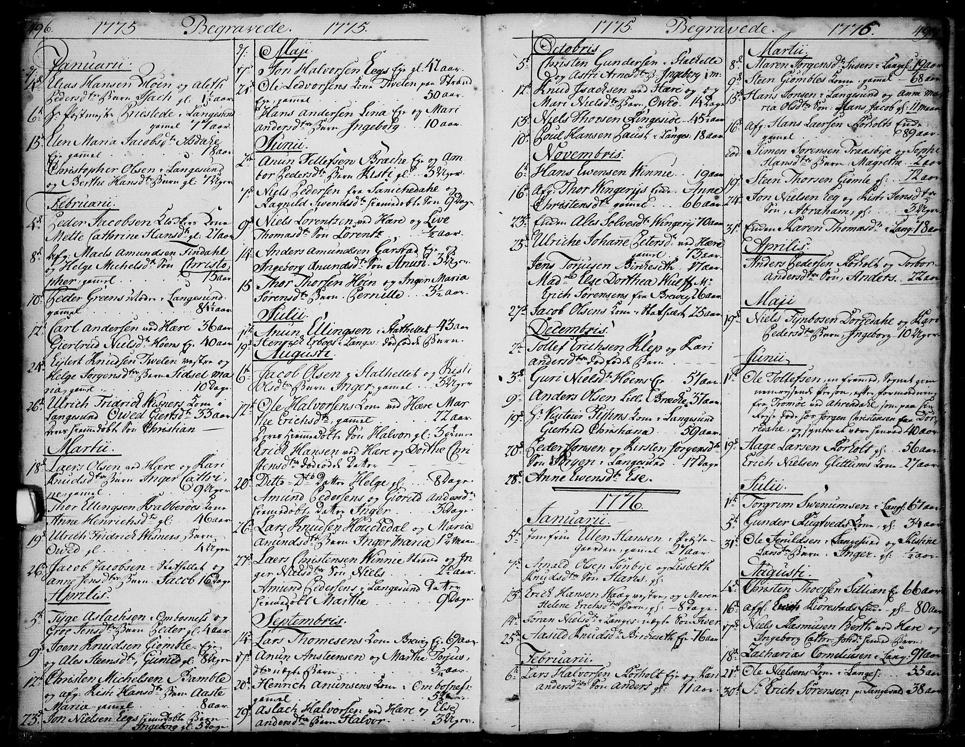 Bamble kirkebøker, SAKO/A-253/F/Fa/L0002: Parish register (official) no. I 2, 1775-1814, p. 496-497