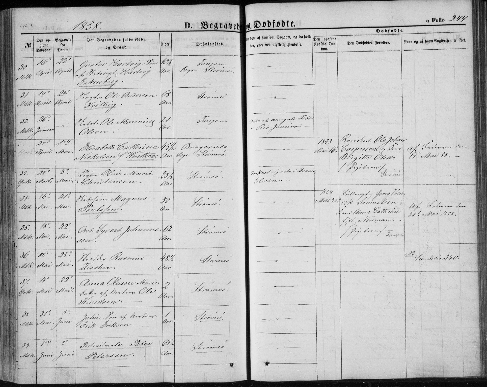 Strømsø kirkebøker, SAKO/A-246/F/Fa/L0014: Parish register (official) no. I 14, 1848-1858, p. 344